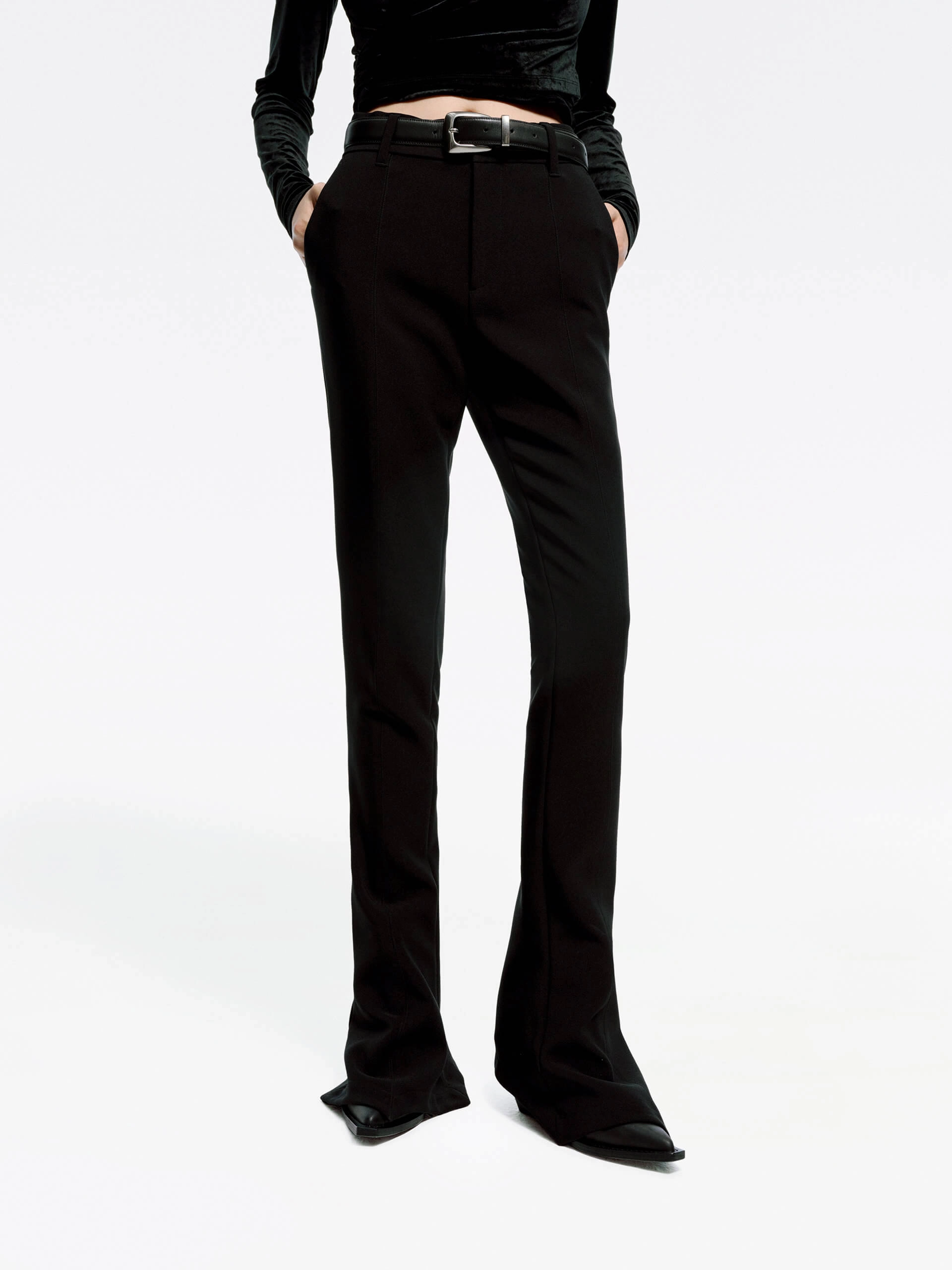Pointed Hem Tailored Pants All weather
