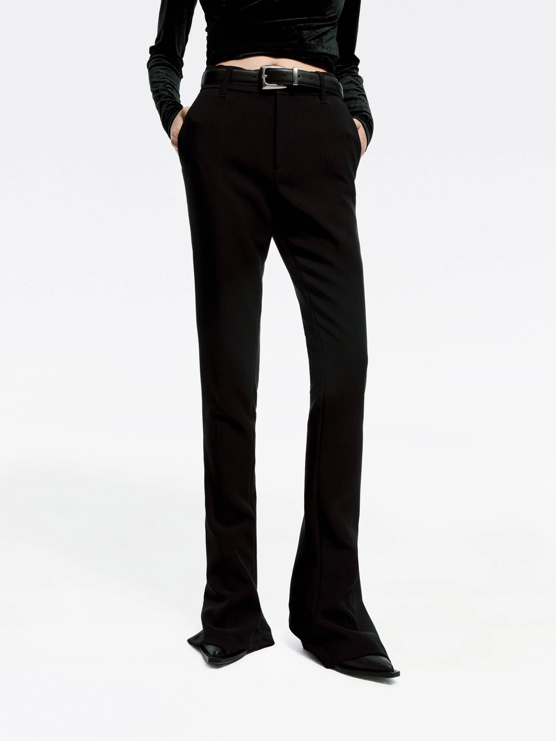 Pointed Hem Tailored Pants Heat Friendly