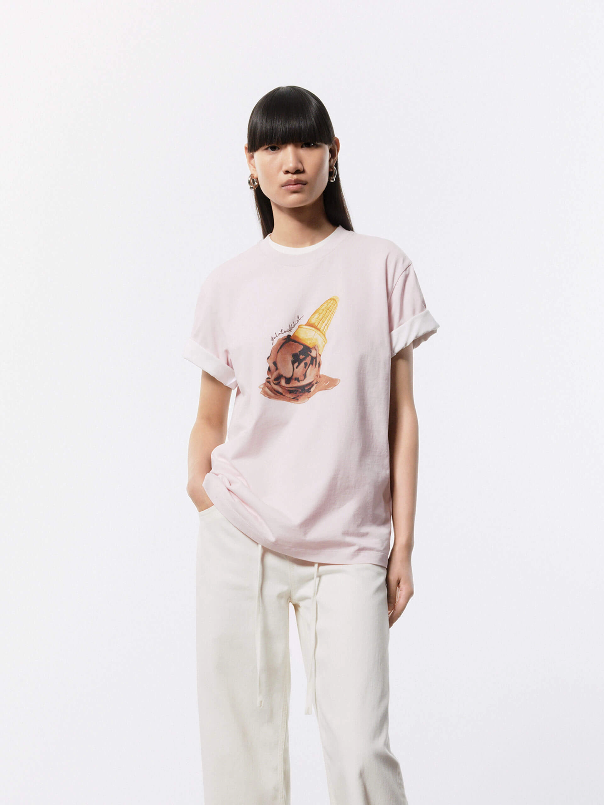 Layerable Look Gelato Print Cotton T-shirt