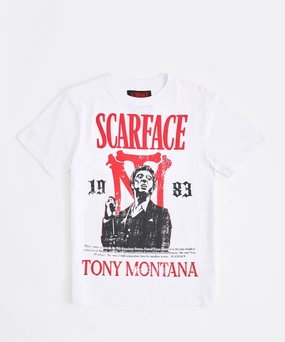 Scarface Tony Montana Short Sleeve Tee - White Light material Sporty Design