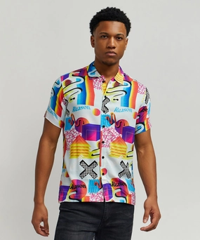 Fitted Design Eco Conscious Packaging Geo Shape Allover Print Short Sleeve Shirt