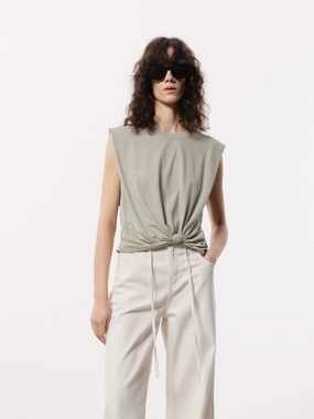 Christmas Front Knot Sleeveless T-shirt