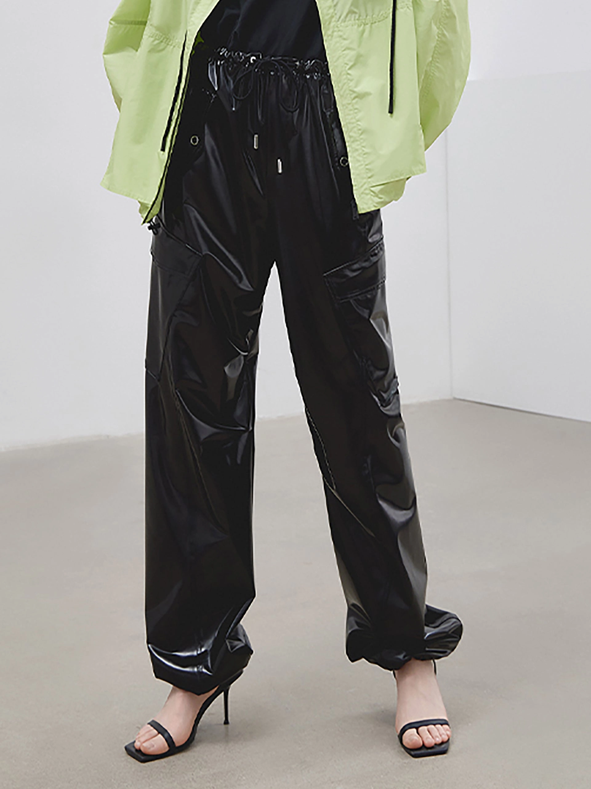 Glossy Faux Leather Pants Dynamic Fit Tailored Silhouette