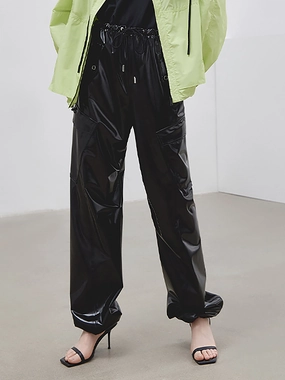 Glossy Faux Leather Pants Dynamic Fit Tailored Silhouette