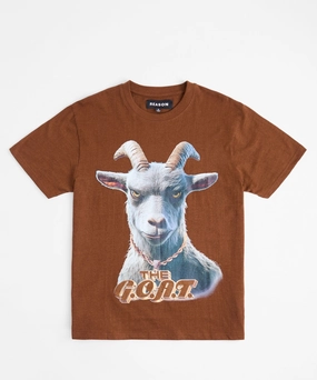 Goat Rhinestone Short Sleeve Tee - Brown RubberizedGrip