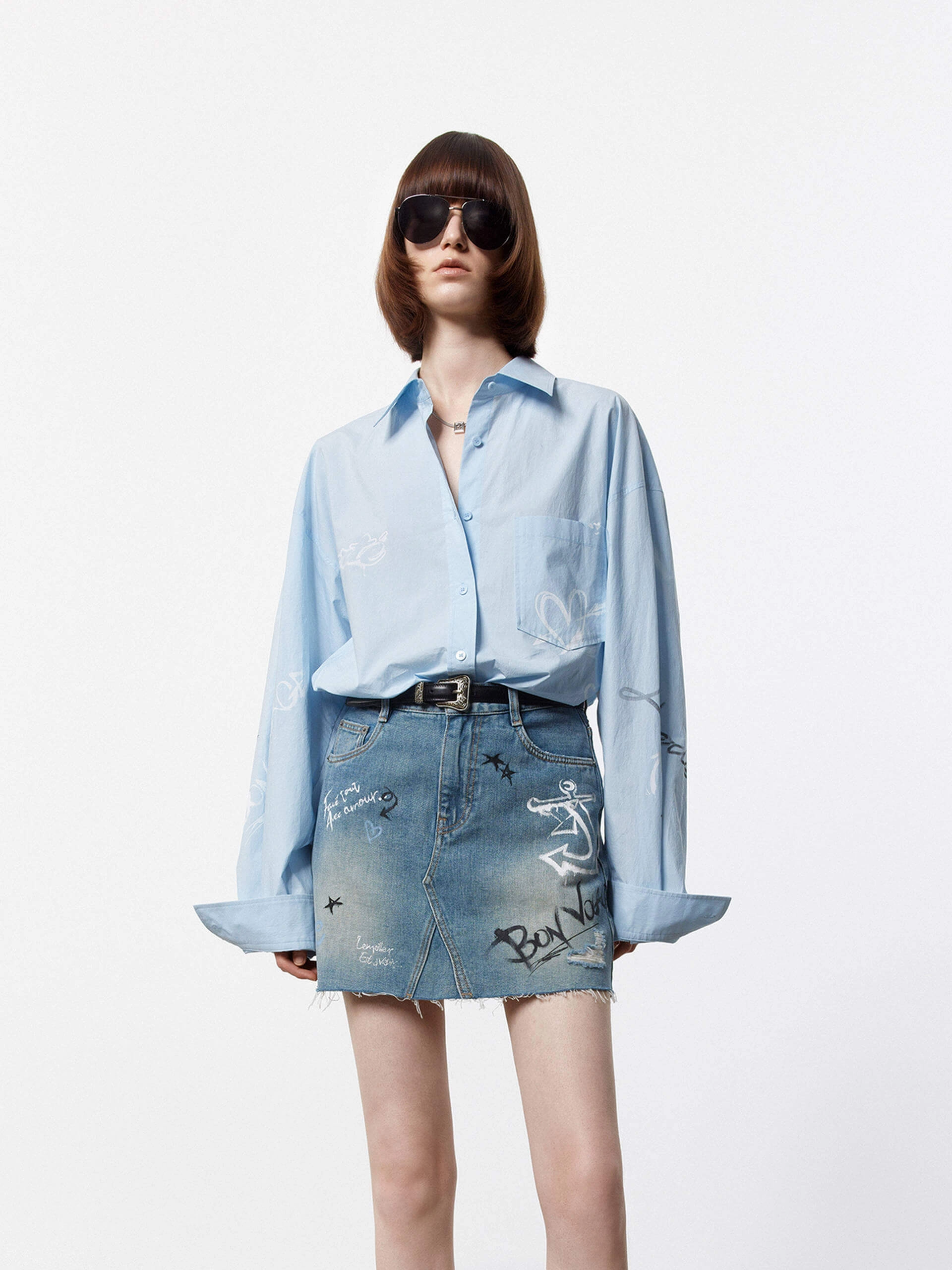 Graffiti Pattern Cotton Shirt Ventilated Side Panels NoTagLabel