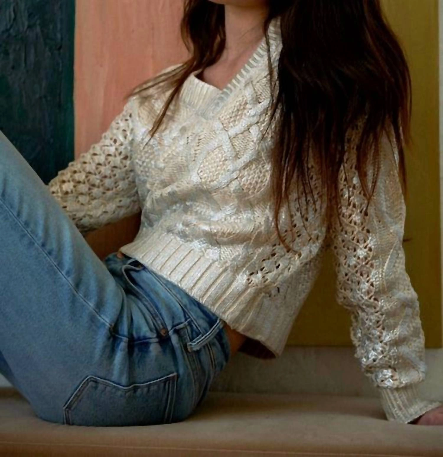 Greta Guilded Sweater In Silver Foil Ultimate Comfort