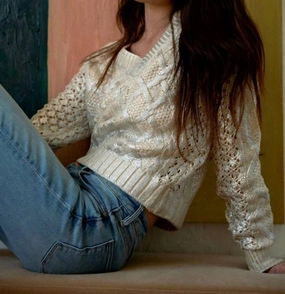Greta Guilded Sweater In Silver Foil Ultimate Comfort