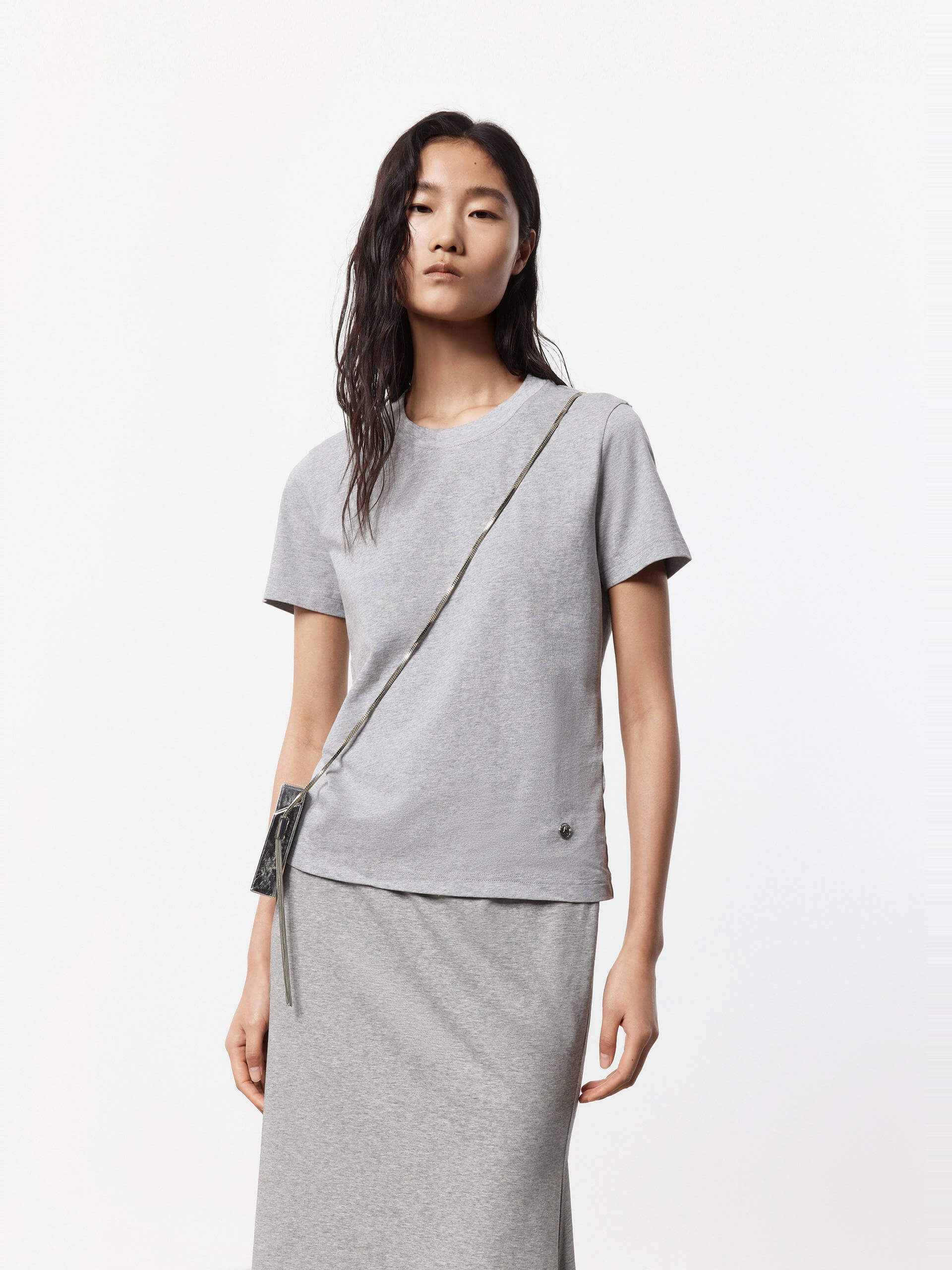 Grey Basic Cotton T-shirt Low carbon footprint Chic
