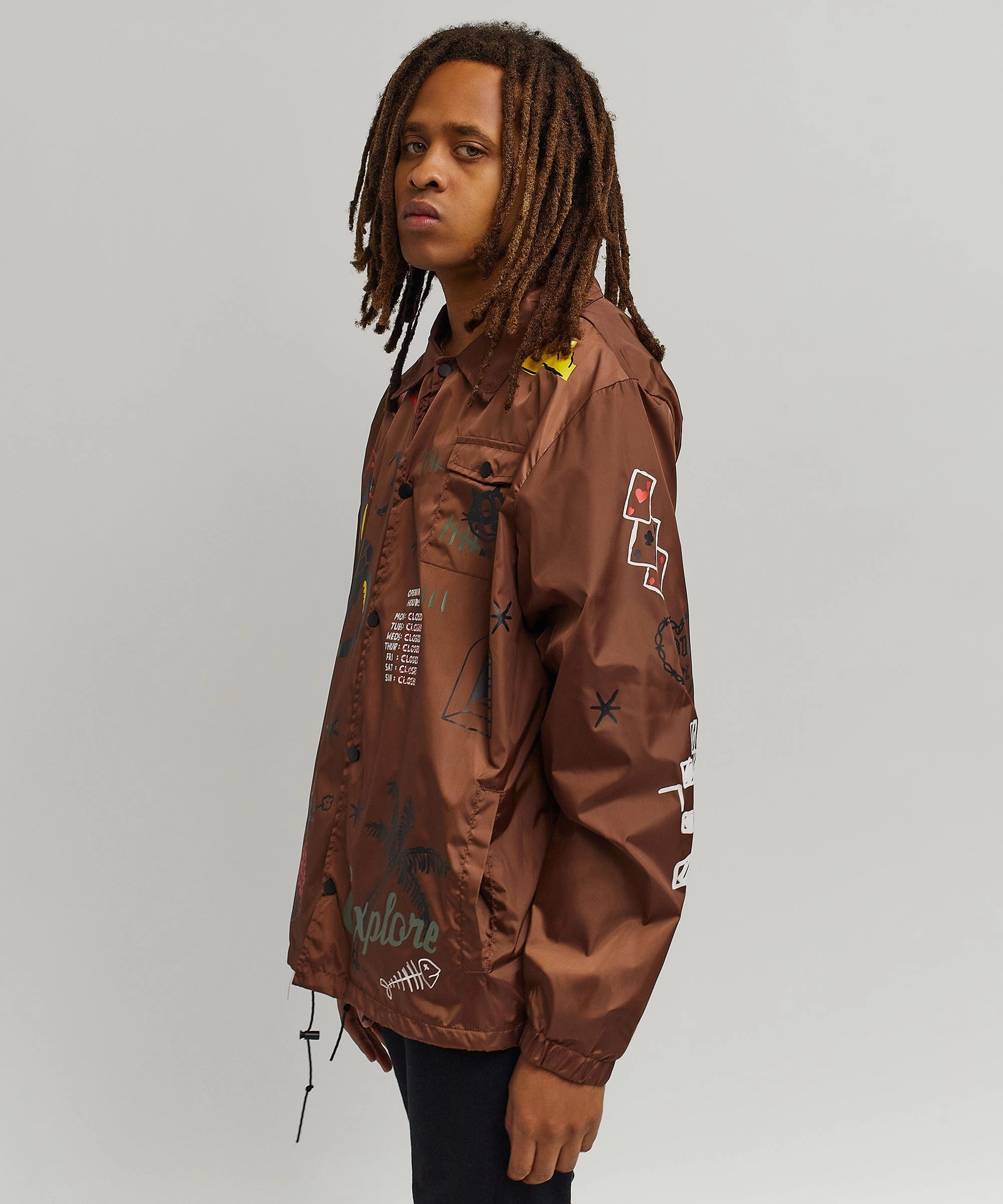 Eco Friendly YKK Fasteners Gritty Coaches Jacket - Brown