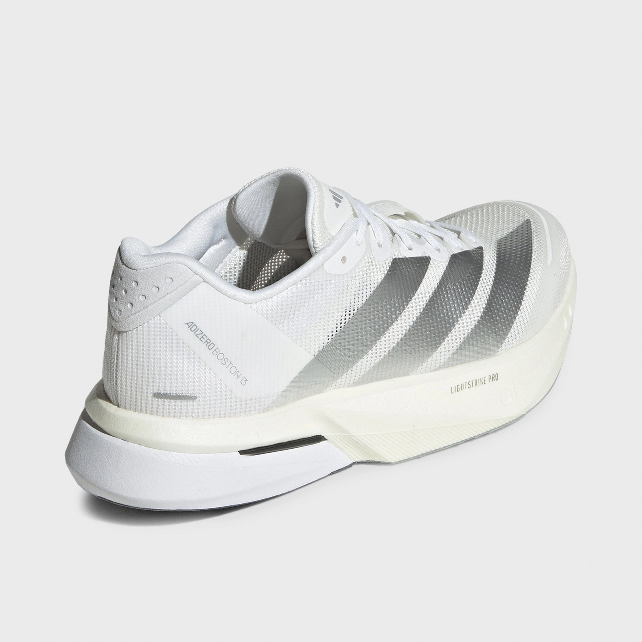 All-weather look adidas Women's Adizero Boston 13 White / Matte Silver - Dash Grey