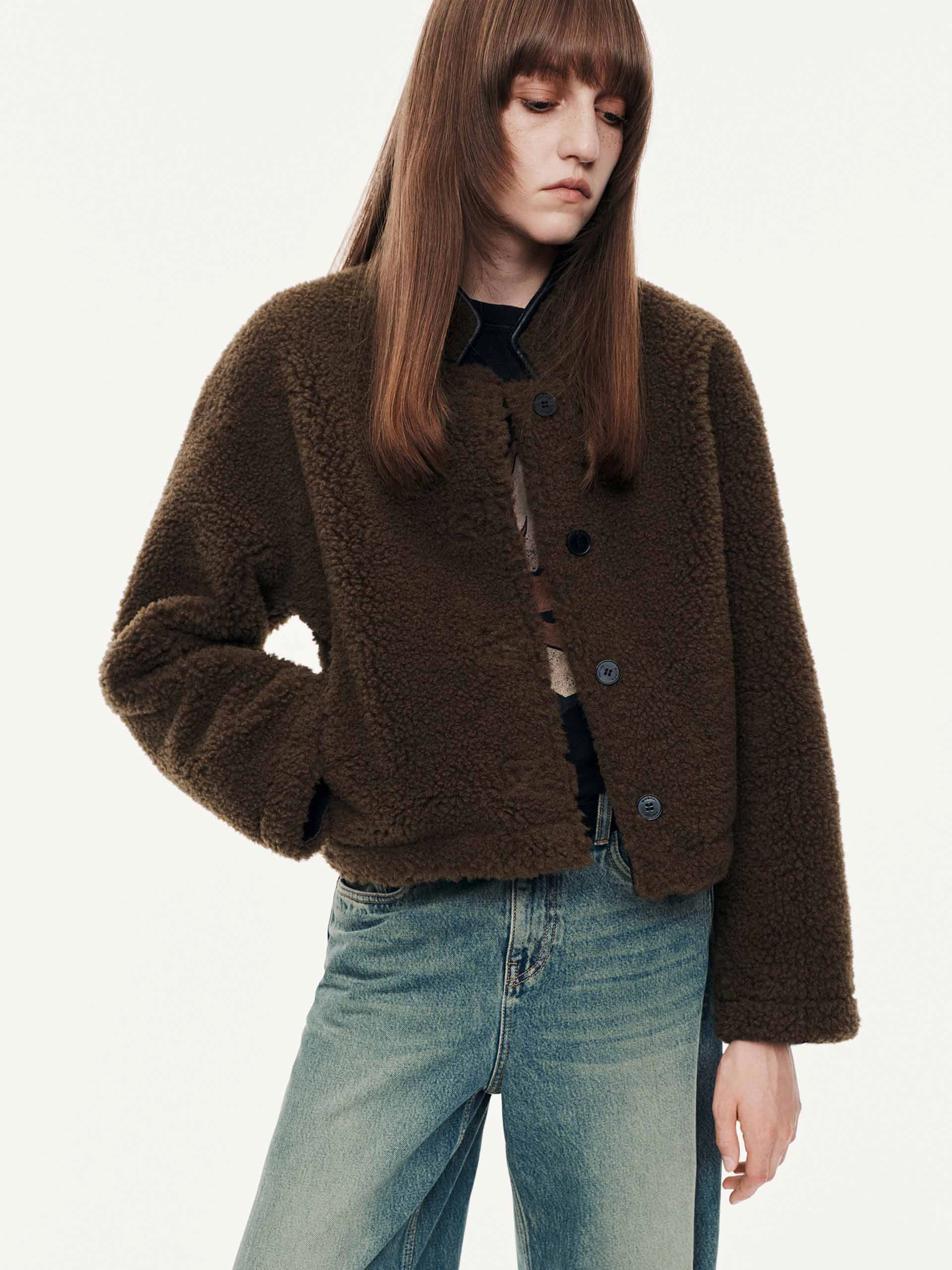 Soft Touch Faux Shearling Button Coat