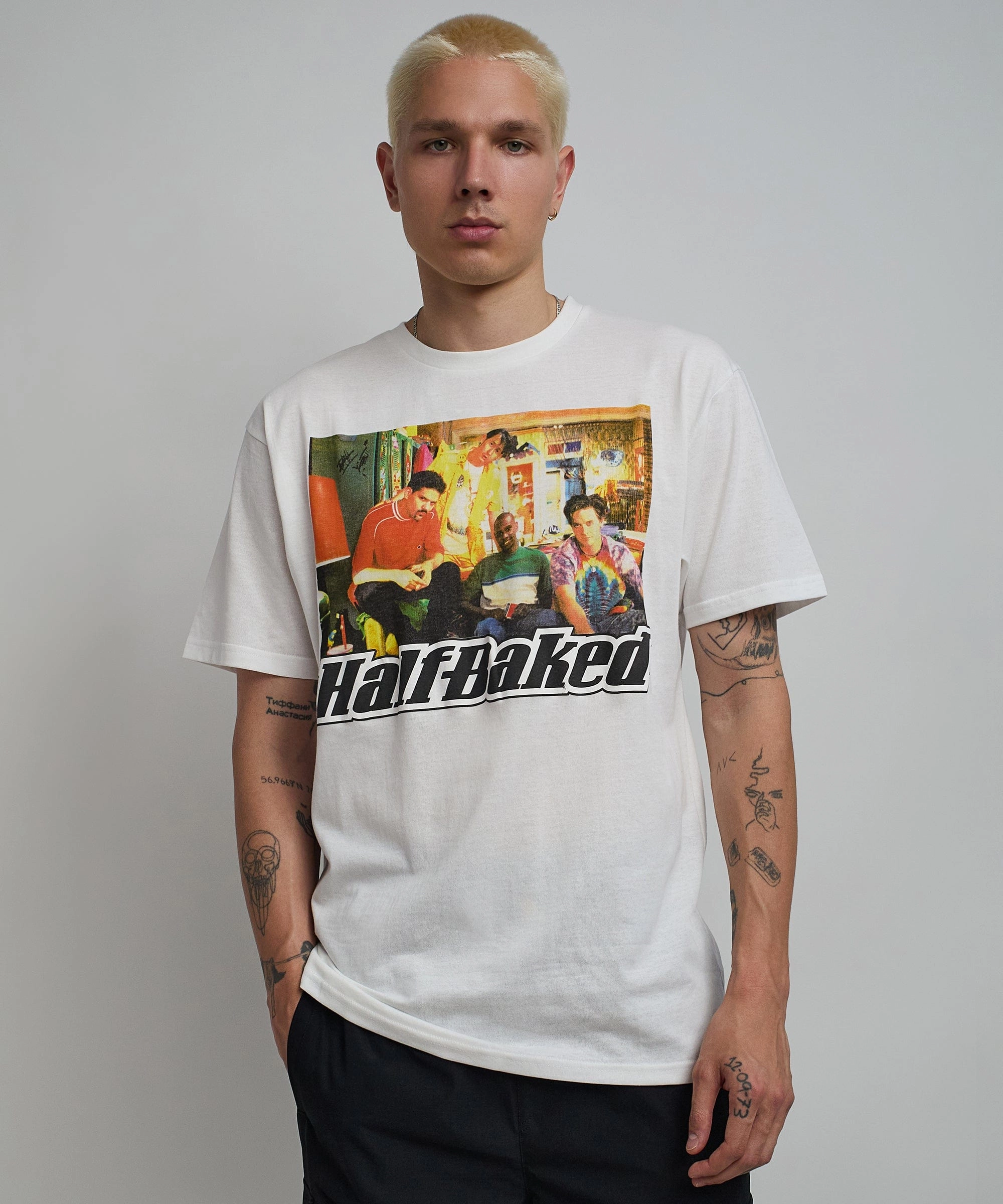 Elasticated Trim Half Baked Couch Short Sleeve Tee - White