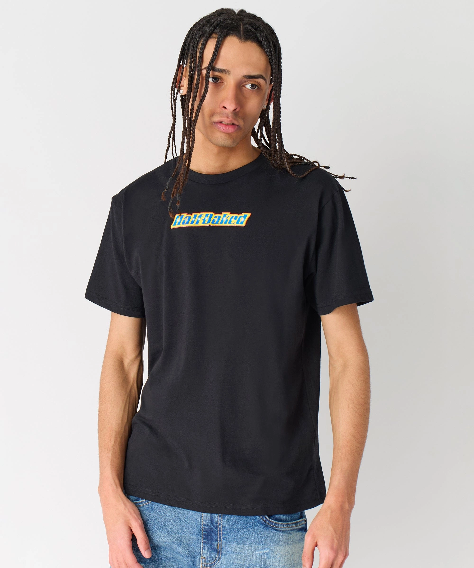 Half Baked Logo Short Sleeve Tee - Black Interlock Knit Eco Conscious Dye Process