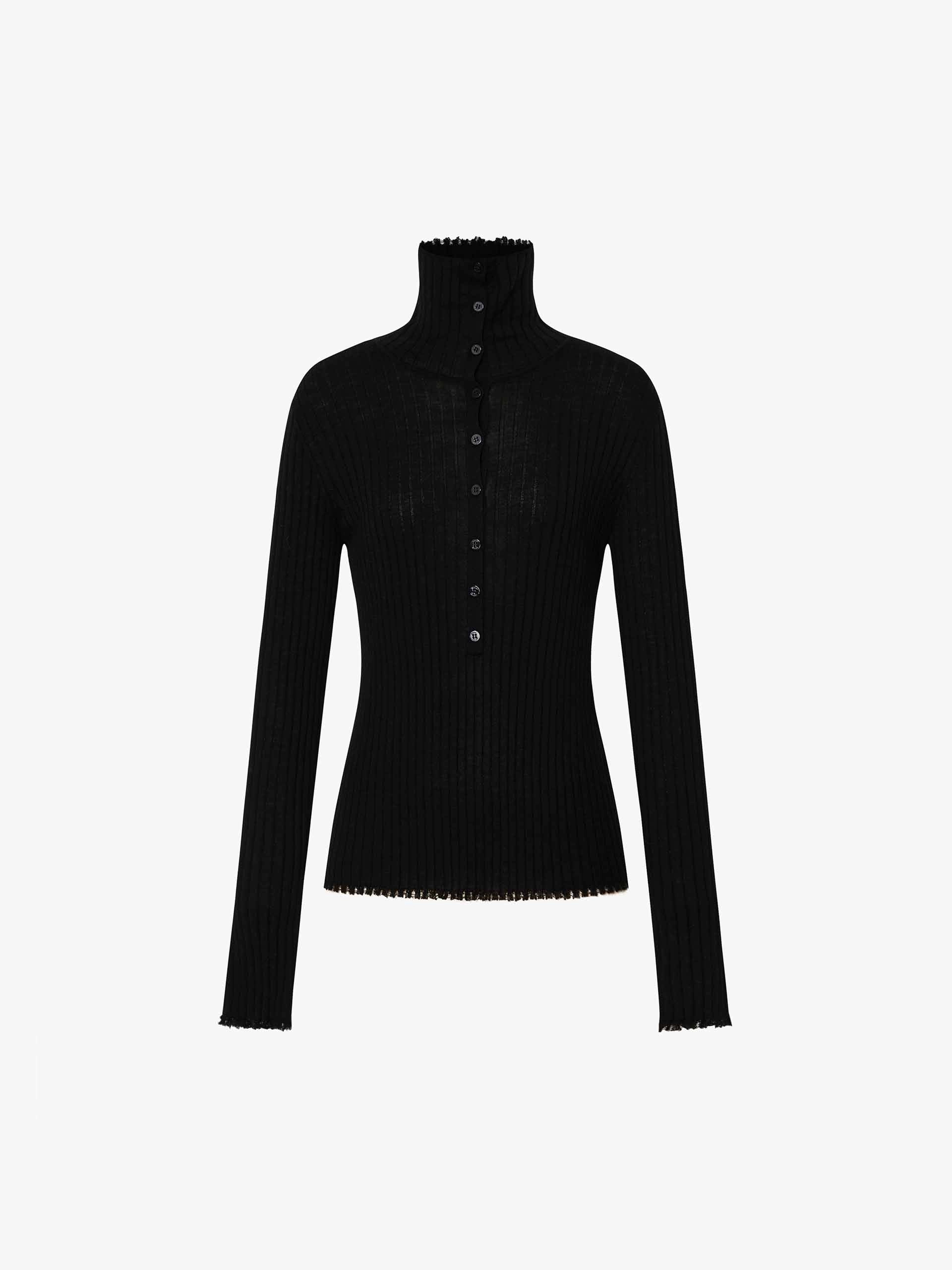 Half Button Turtleneck Top Flowy Tunic