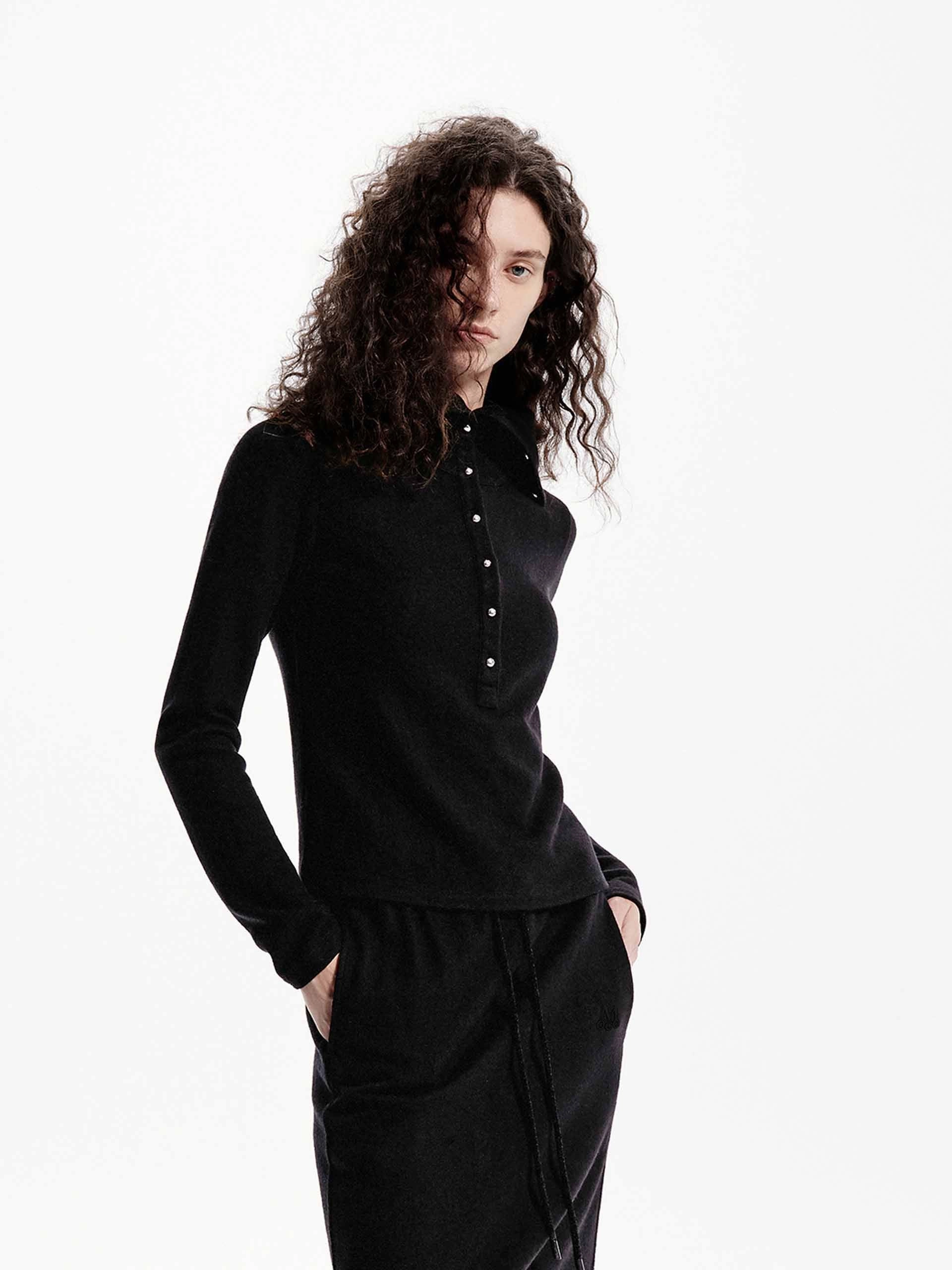Breathable Tank Half Button Wool Top