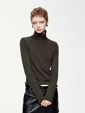 Half Zipper Knitted Top Abrasion Resistant Surface