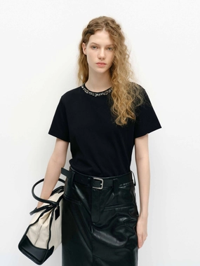 Modern and Soft Cutout Back Cotton T-shirt