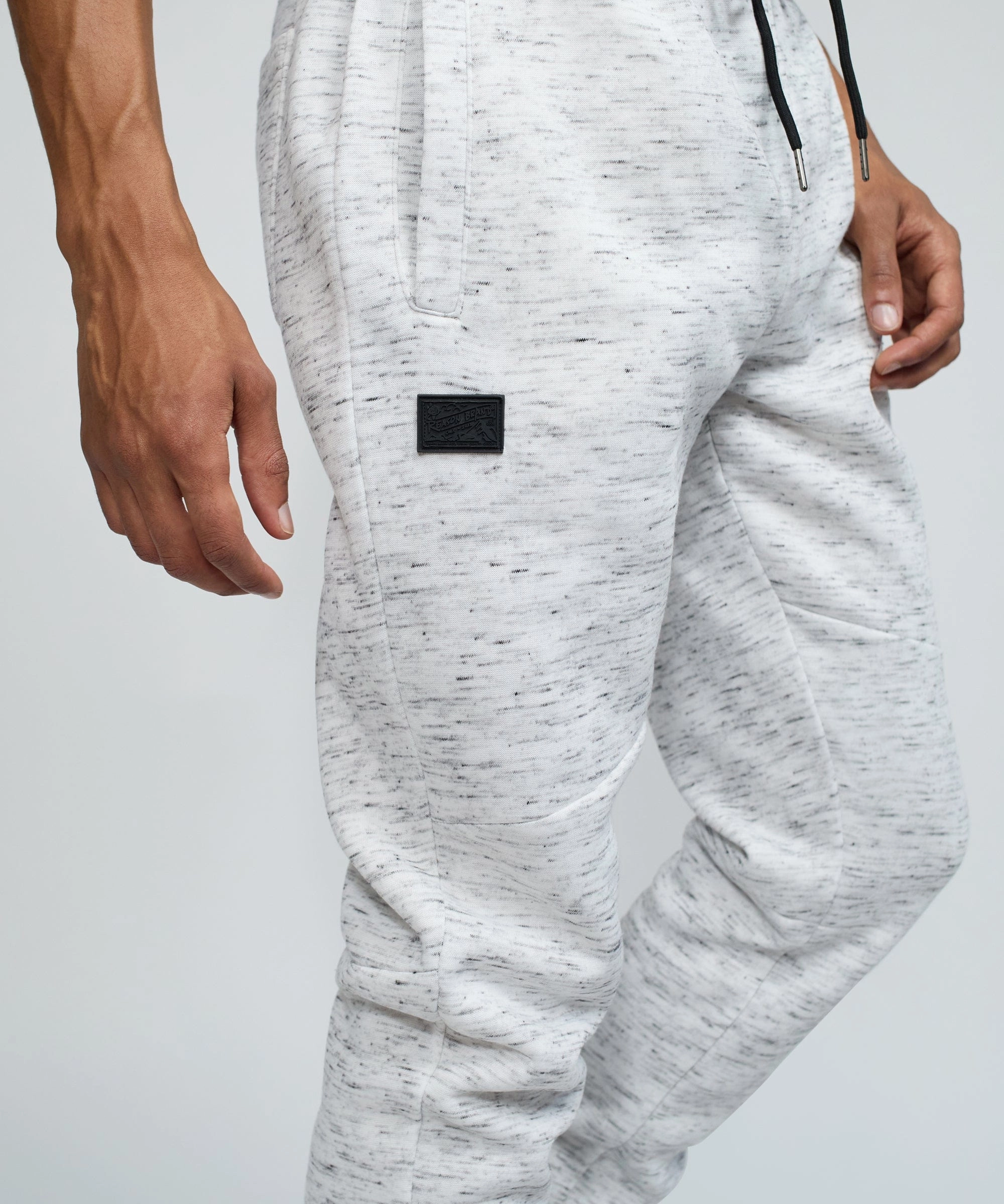 Haram Slim Fit Fleece Jogger With Zip Detail - White Printed design
