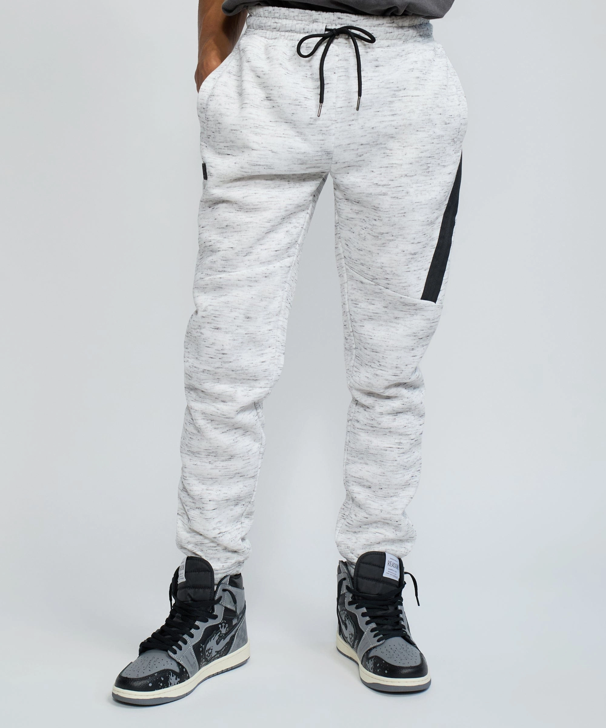 Haram Slim Fit Fleece Jogger With Zip Detail - White SecureCargoPockets Water Resistant Finish