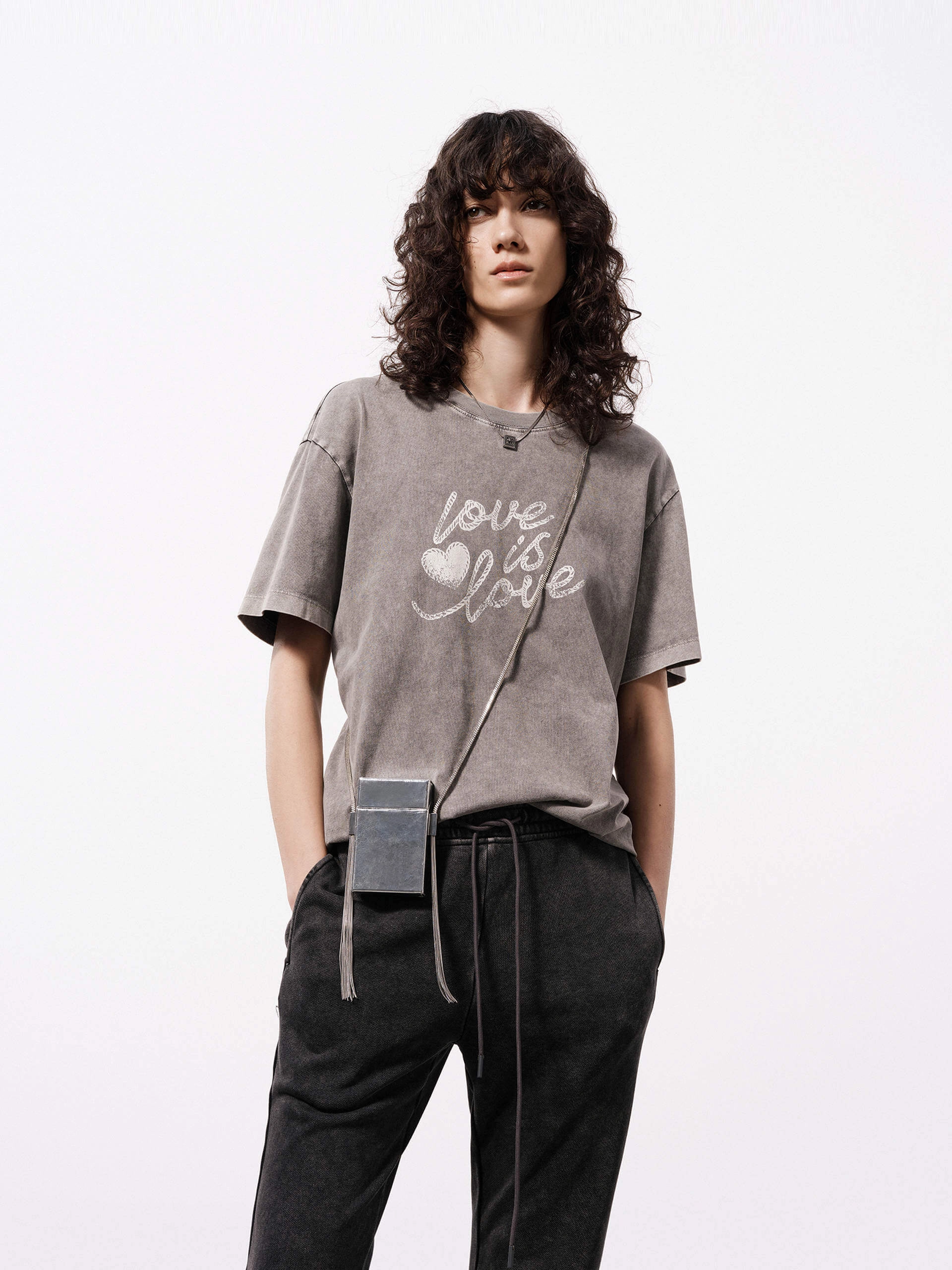 Heart Print Loose T-shirt Washable fabric