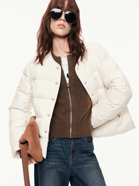 Hooded Layered Down Jacket Eco Friendly Textile