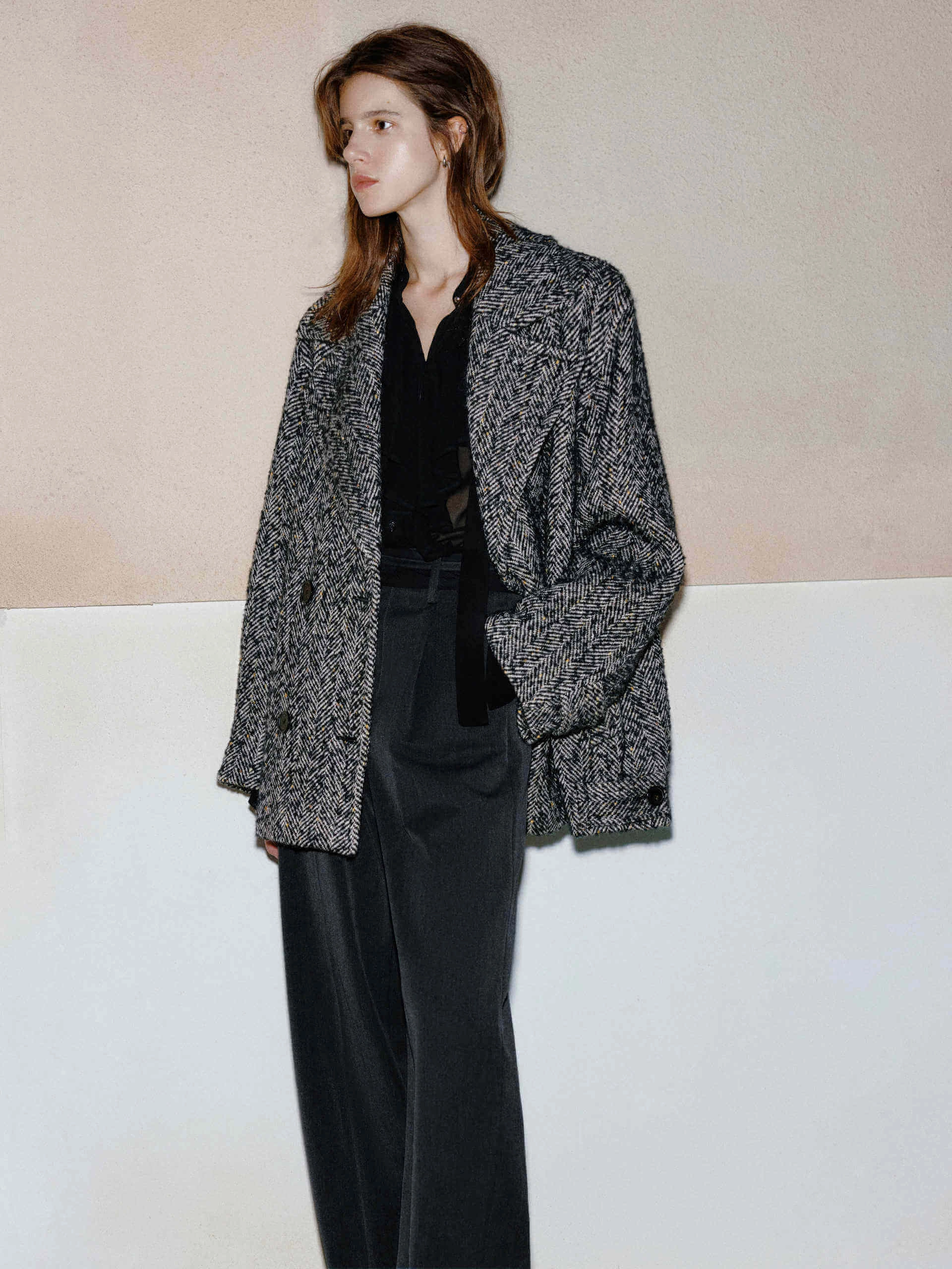 Trendy Shirt Herringbone Tweed Jacket