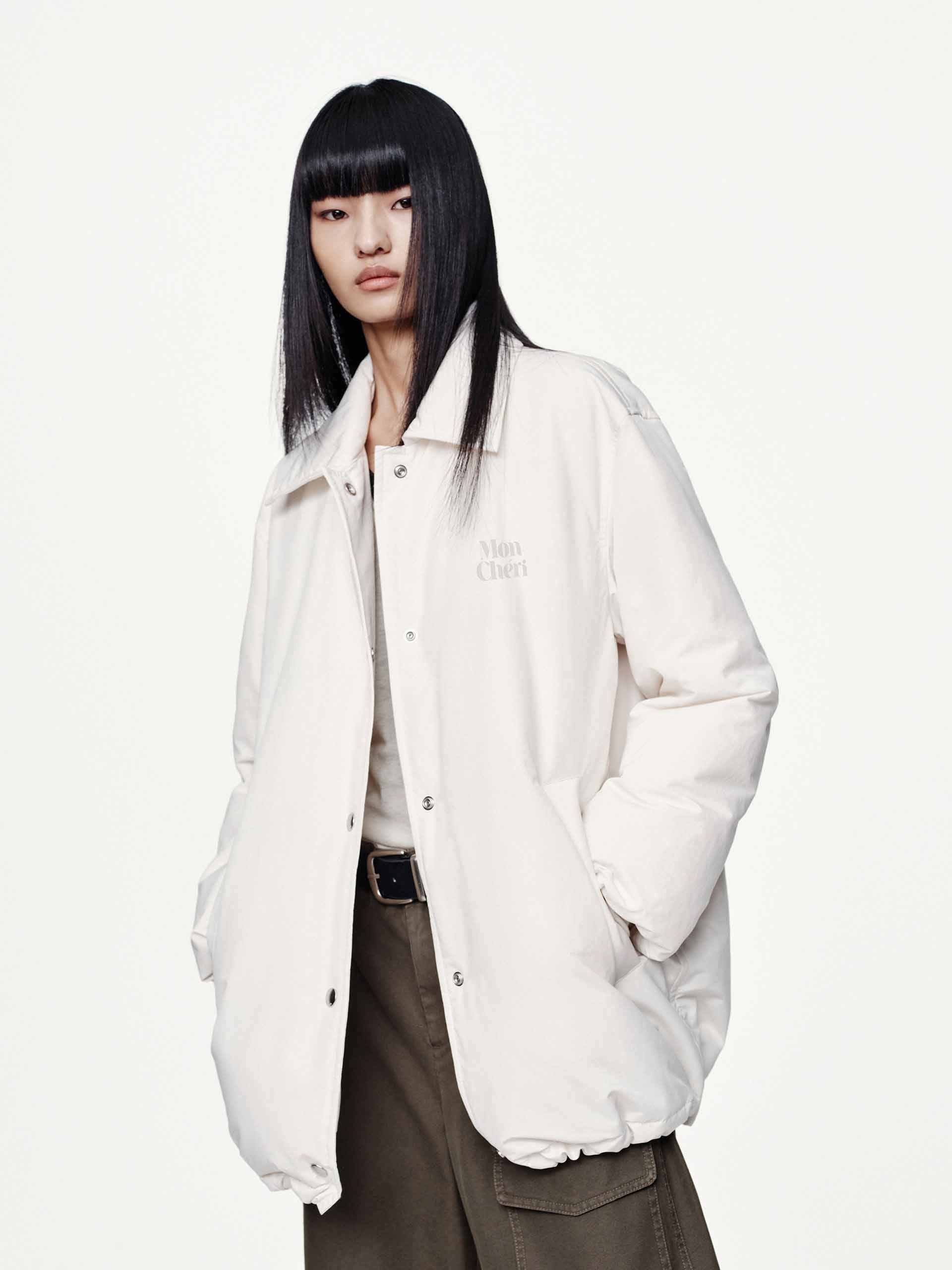 Durable Stitching Snap Button Quilted Down Jacket