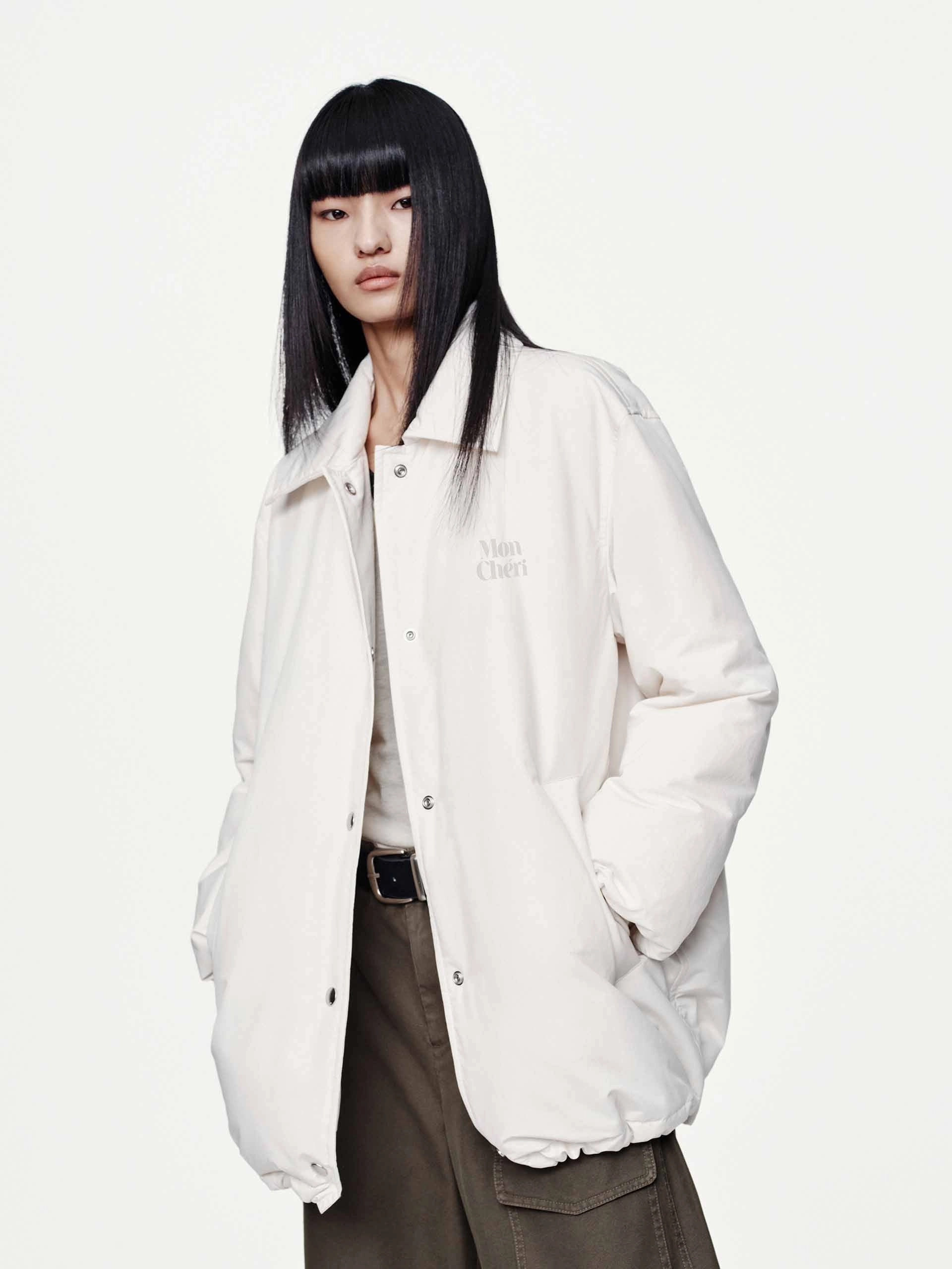 Active Style RubberizedTrim Snap Button Quilted Down Jacket