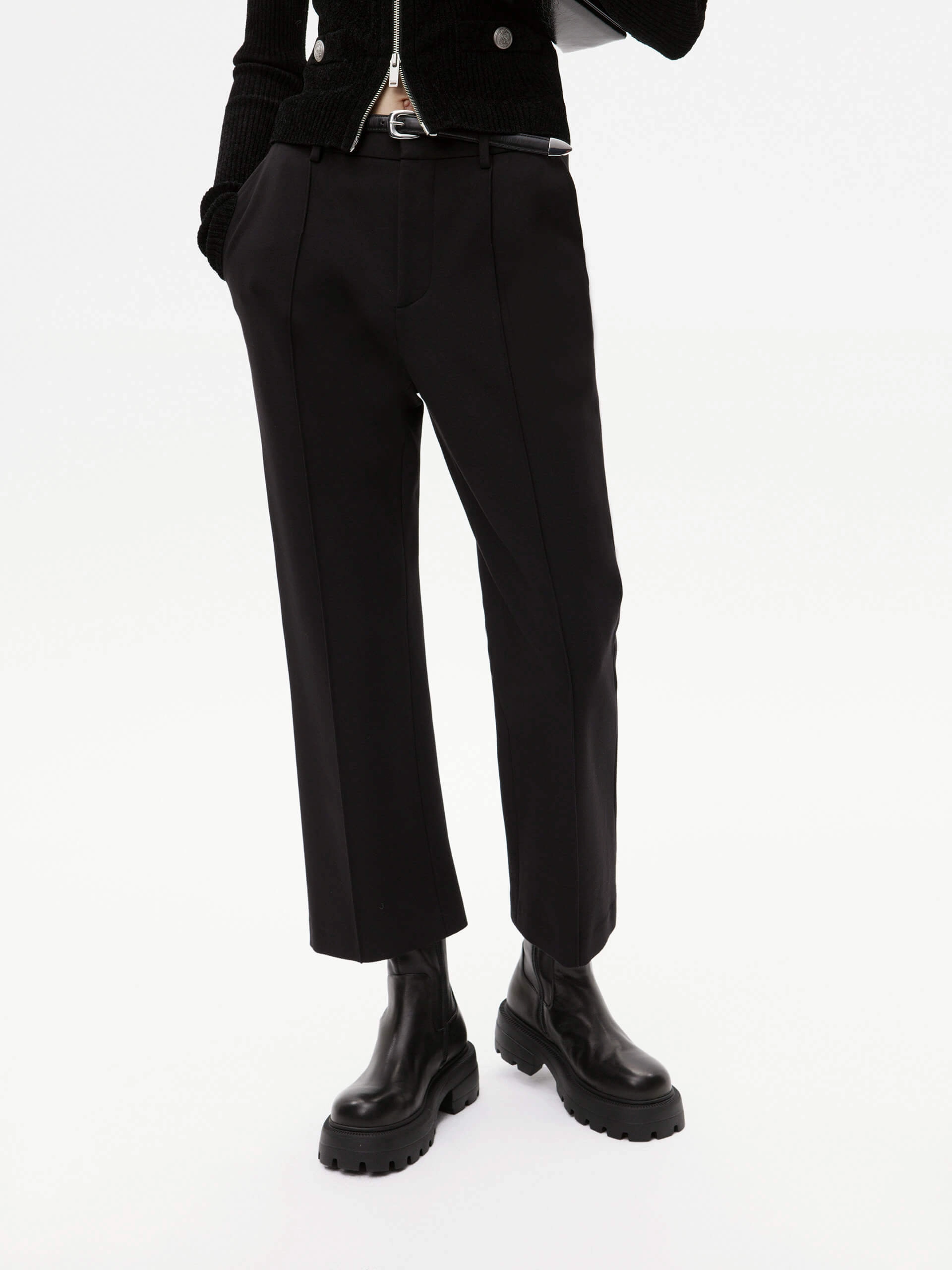Mid Waist Tailored Pants Tailored Fit Casual Flex