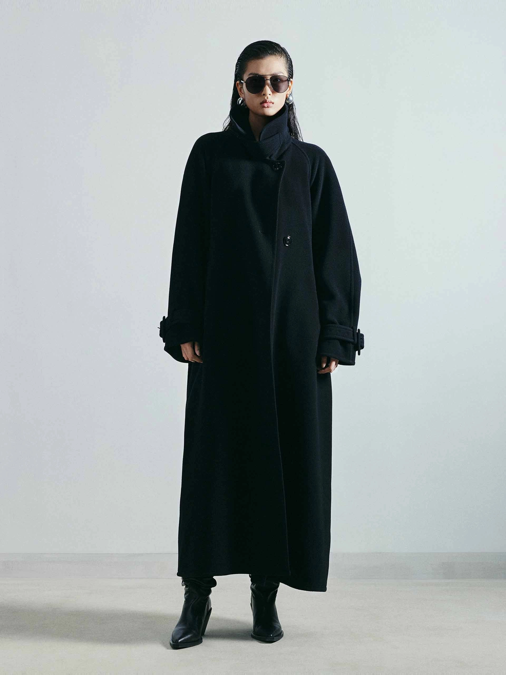Belted Long Wool Coat Versatile Layering Weight Noise Reduced Fabrics