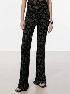 Paisley Print Trousers Mesh Panel