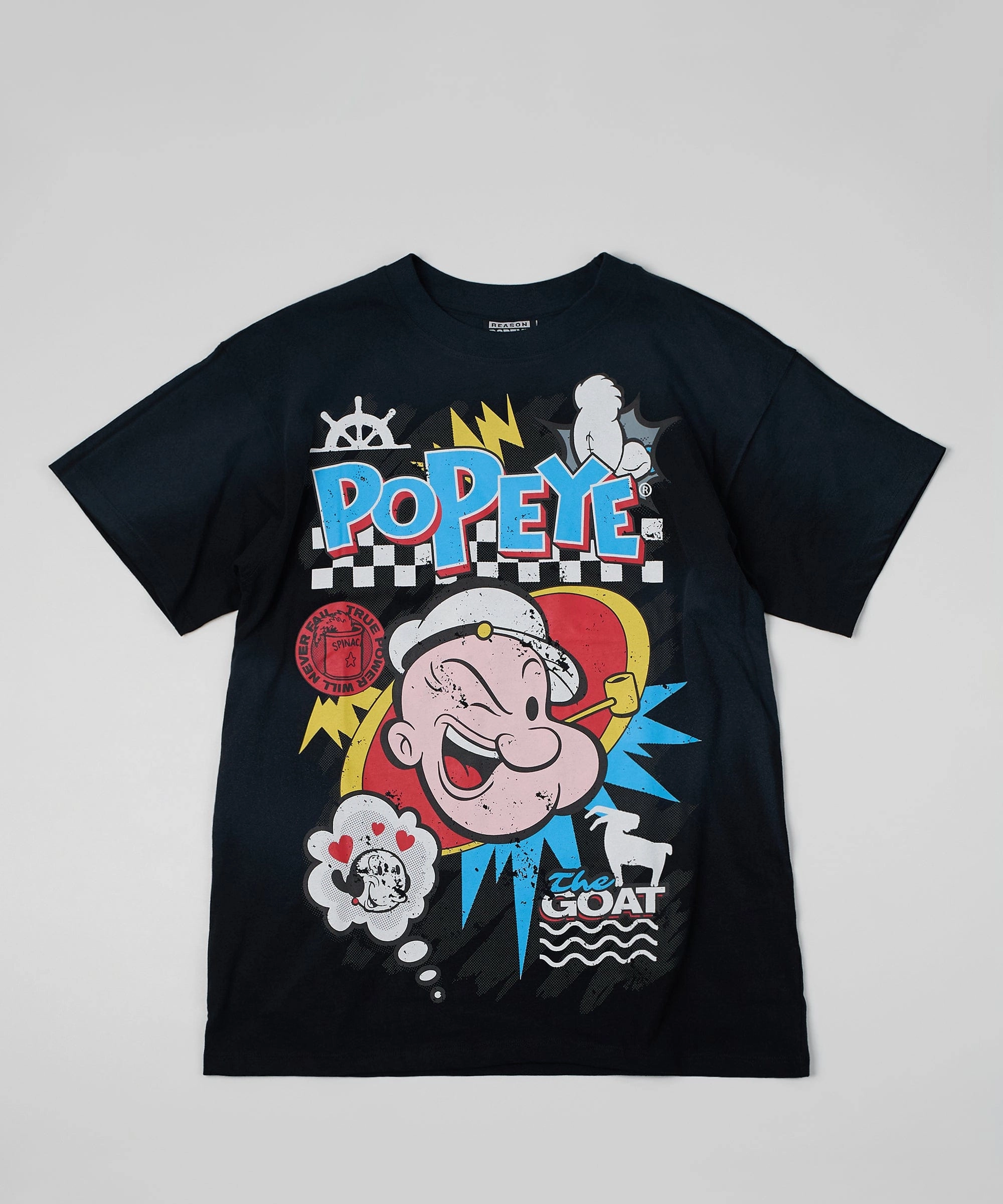 PuckerFree Surface Popeye Vintage Wash Short Sleeve Tee - Black