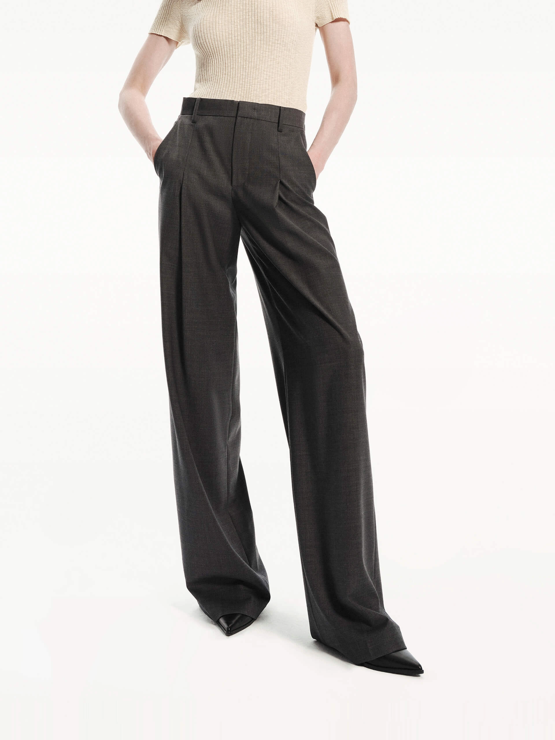 Tailored Wide Leg Pants MachineWashable Comfortable Fit Look