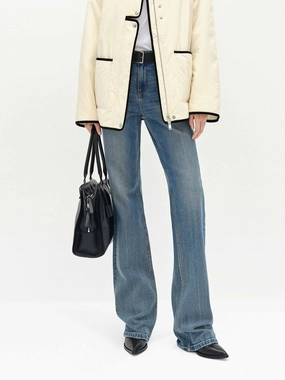 High Rise Blue Straight Jeans Anytime Look Fast Match