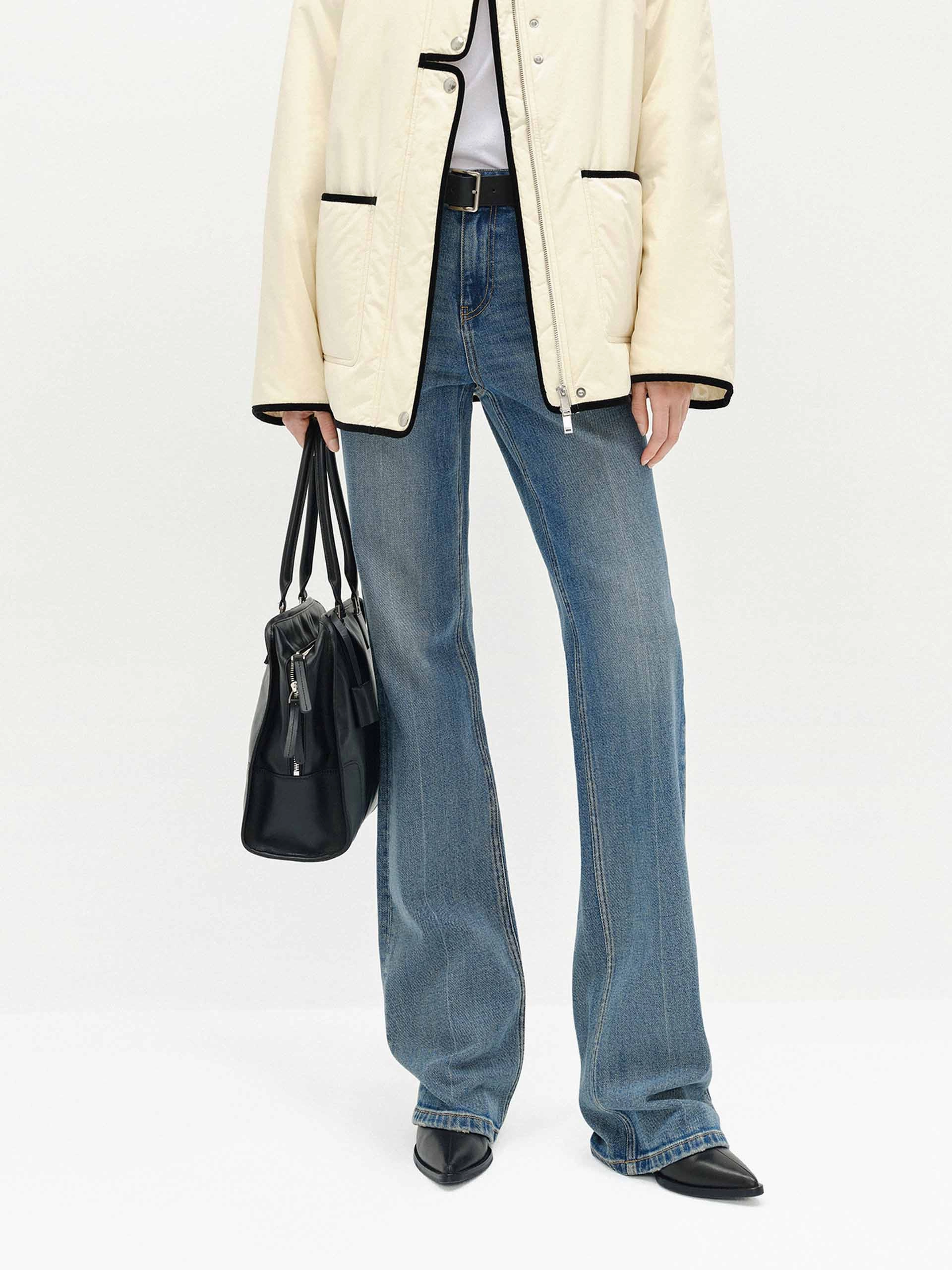 High Rise Blue Straight Jeans Anytime Look Fast Match