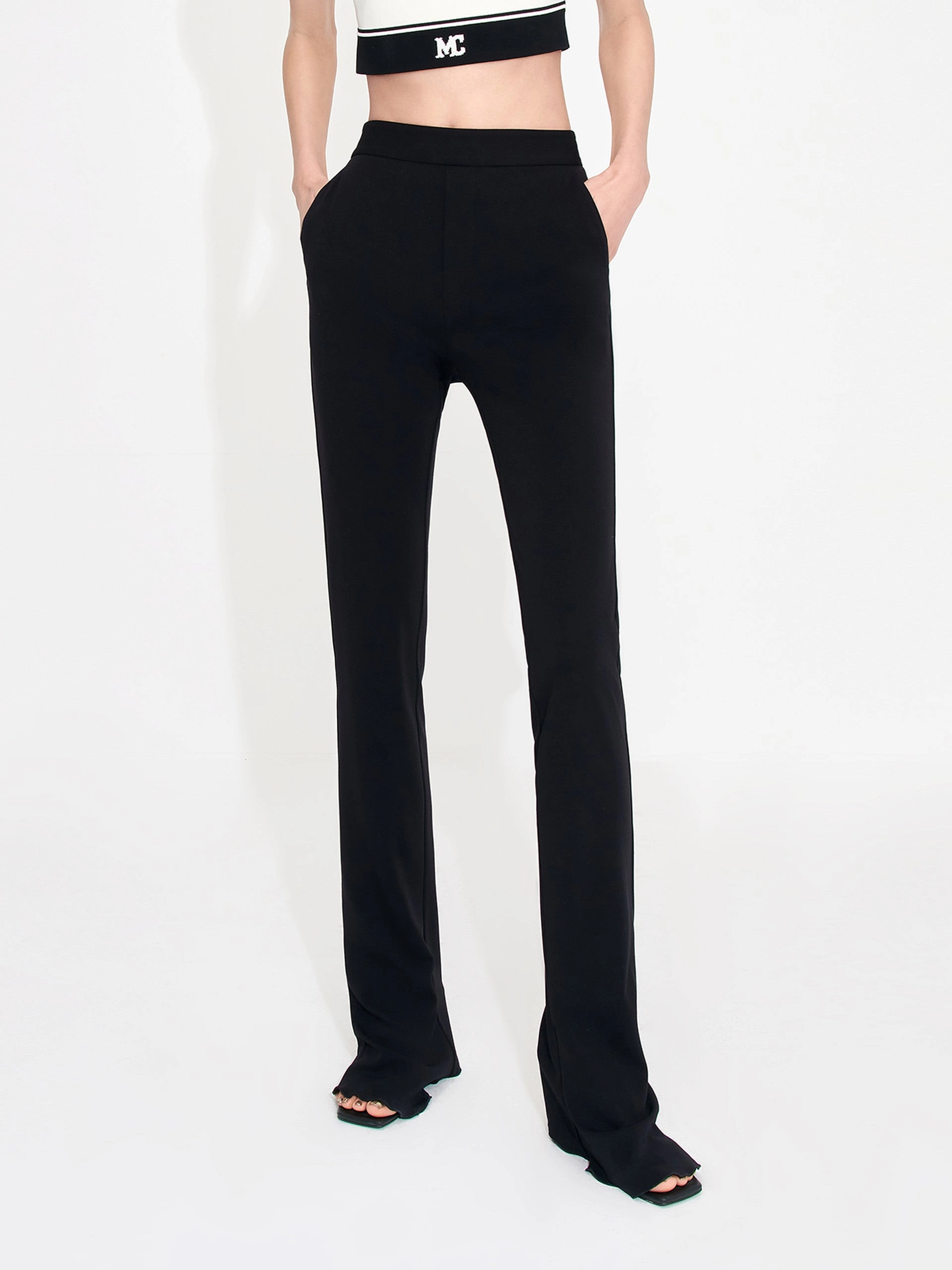 Side zipper StainResistantCoating High Rise Maxi Pants