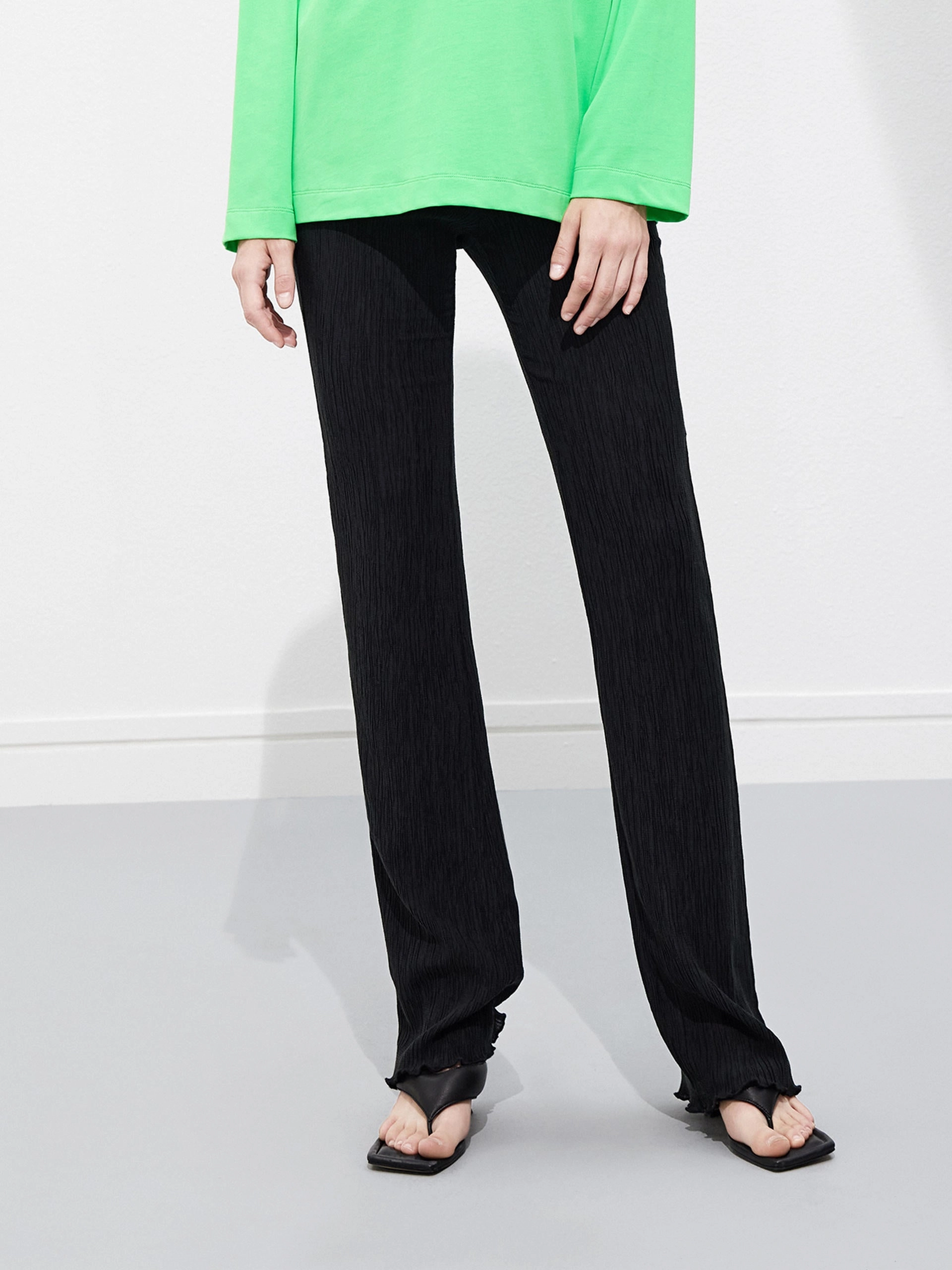 High Rise Textured Pants Travel Ready