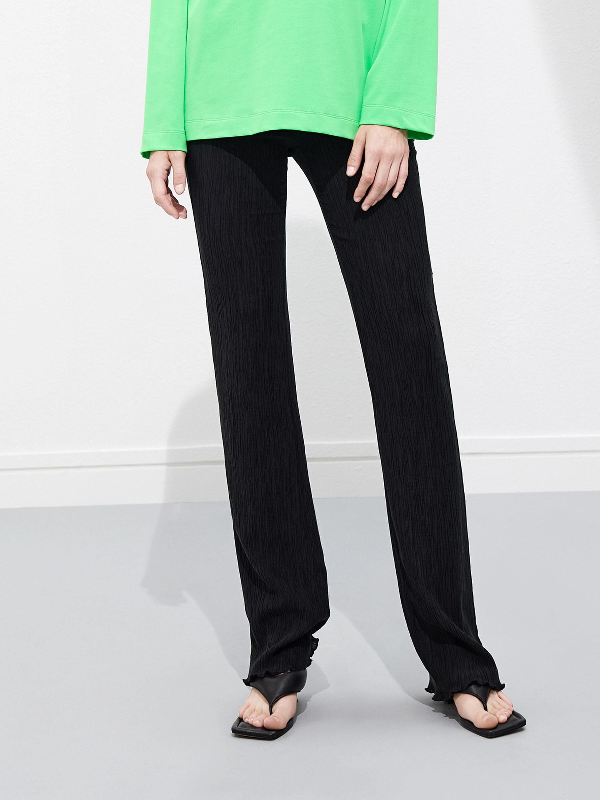 High Rise Textured Pants Comfort Wearable Easy Fit Design