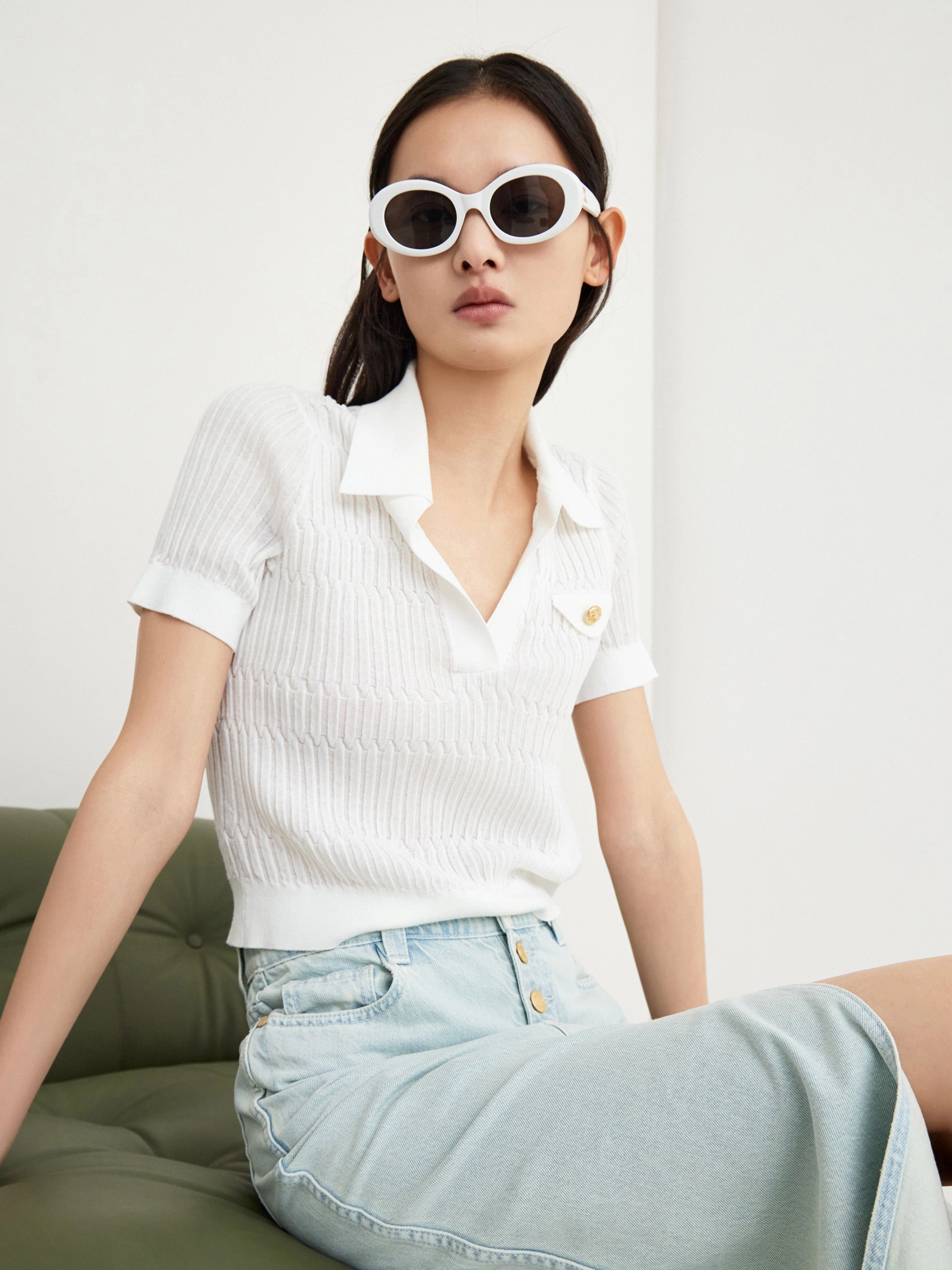 Polo Collar Structured Top SeamlessSidePanels