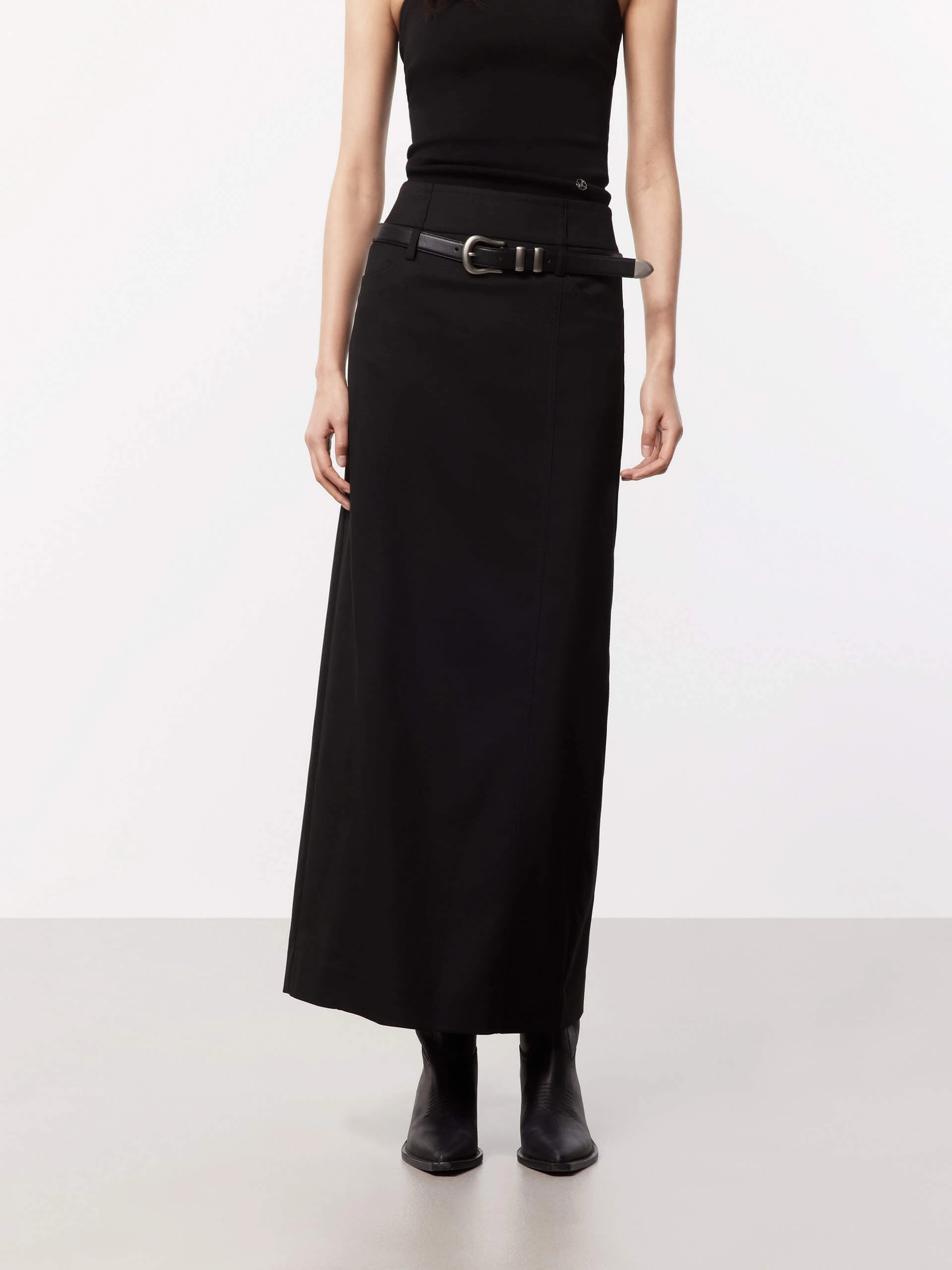 High Waist Tailored Slit Skirt Thermal Insulation Layer Compact Packability