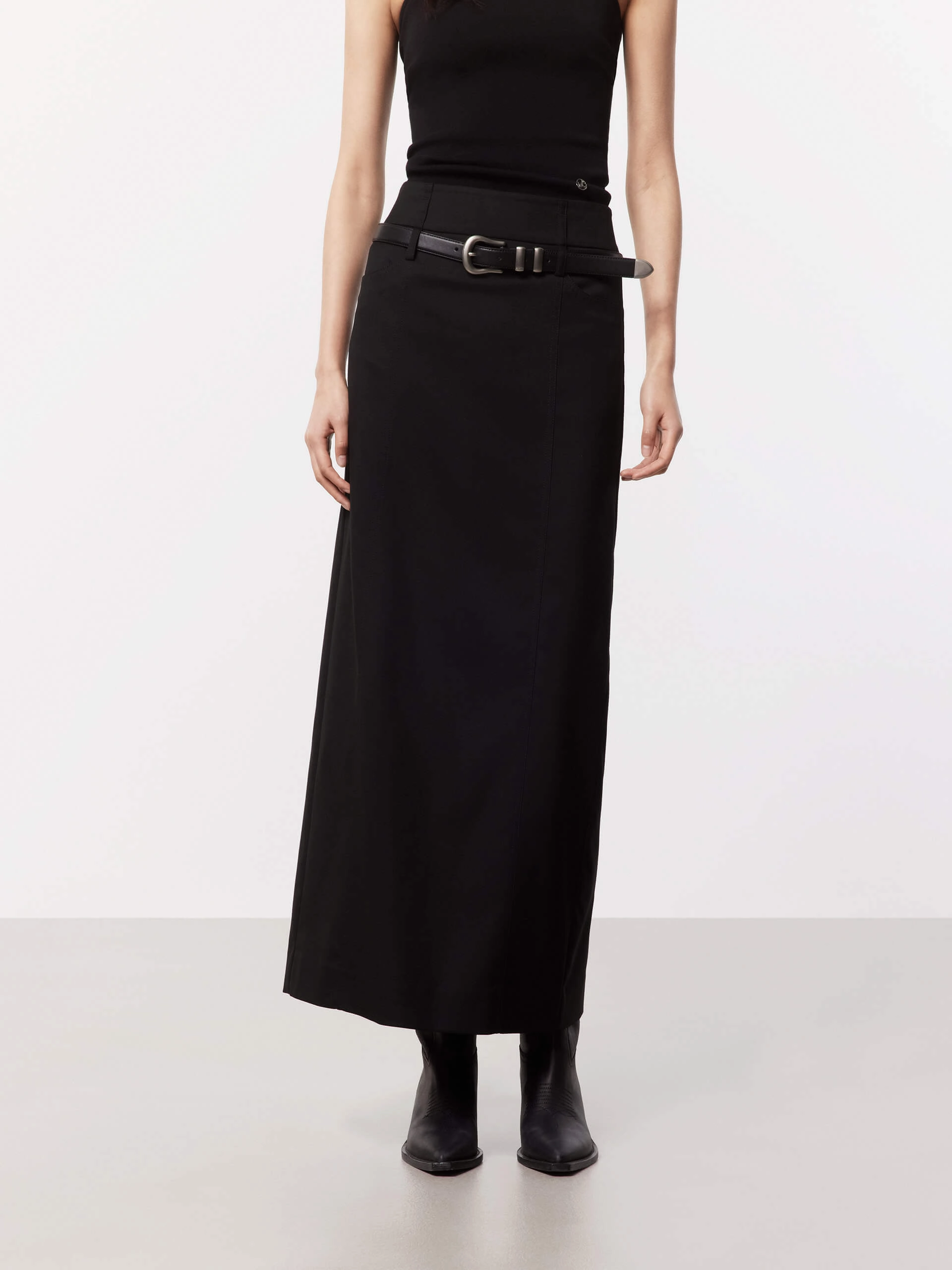 Comfy Waistband High Waist Tailored Slit Skirt