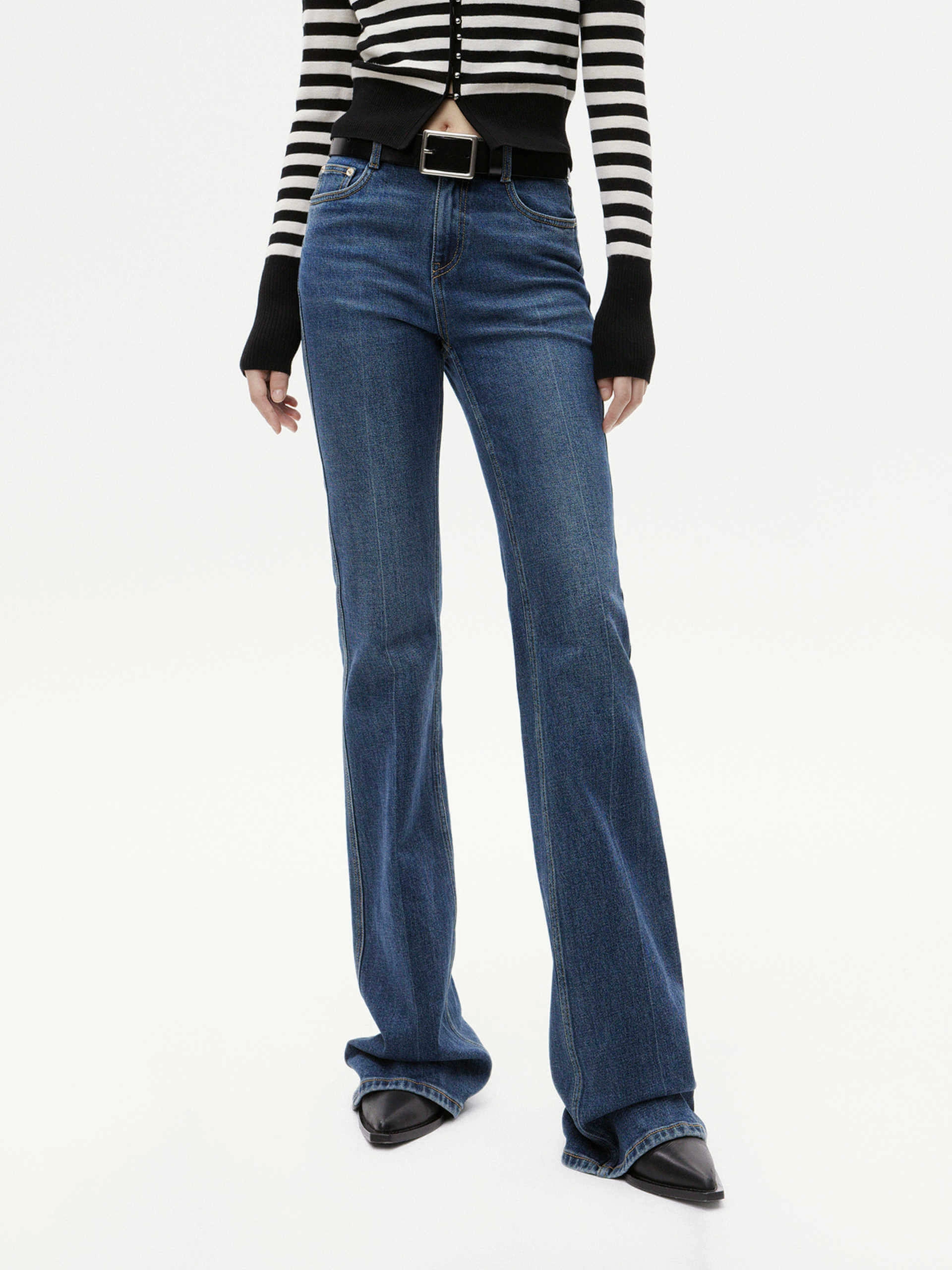 Smart Casual Neutral High Waisted Flared Jeans