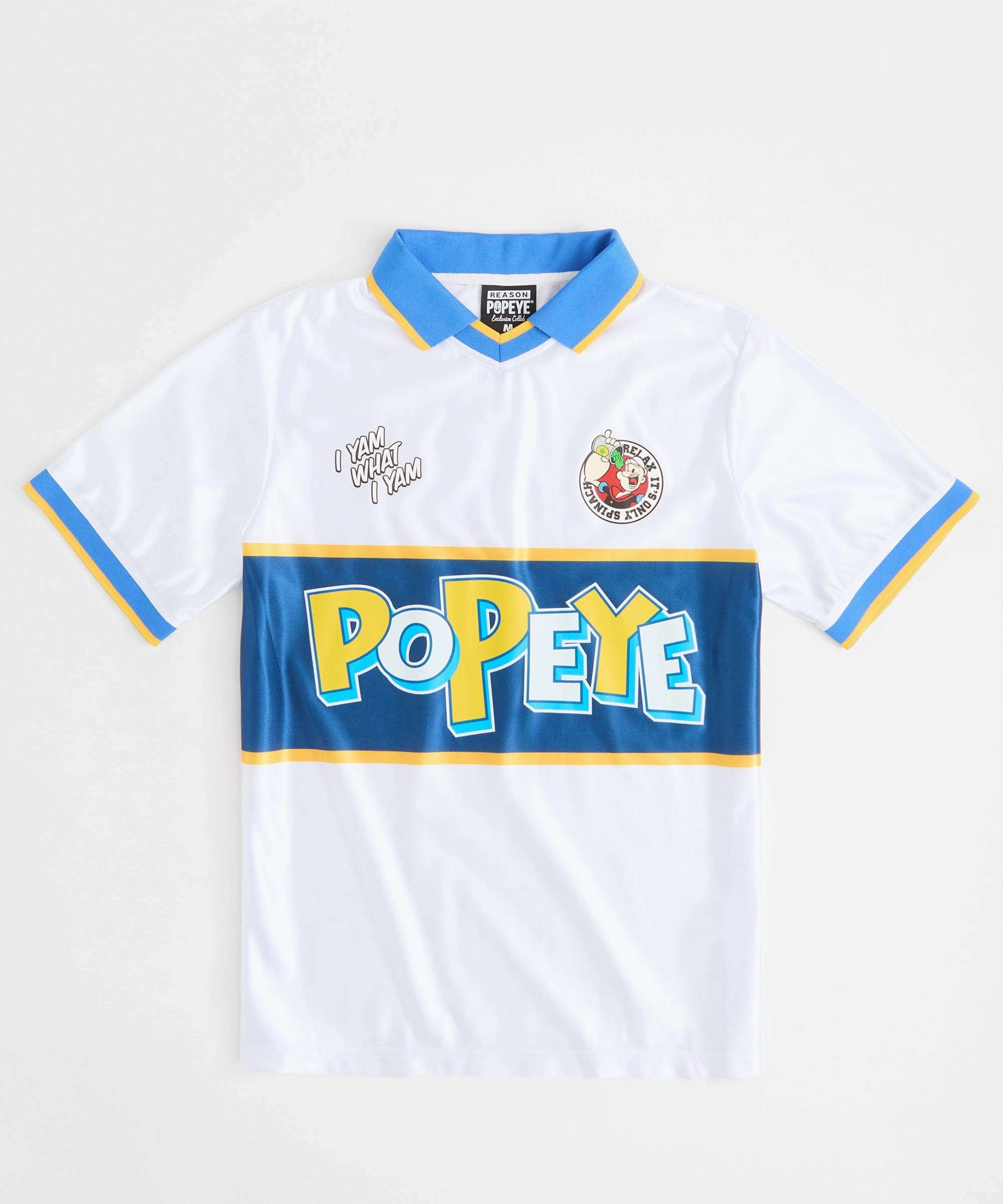 Popeye Soccer Jersey - White DoubleStitchedSeams Reinforced Hems