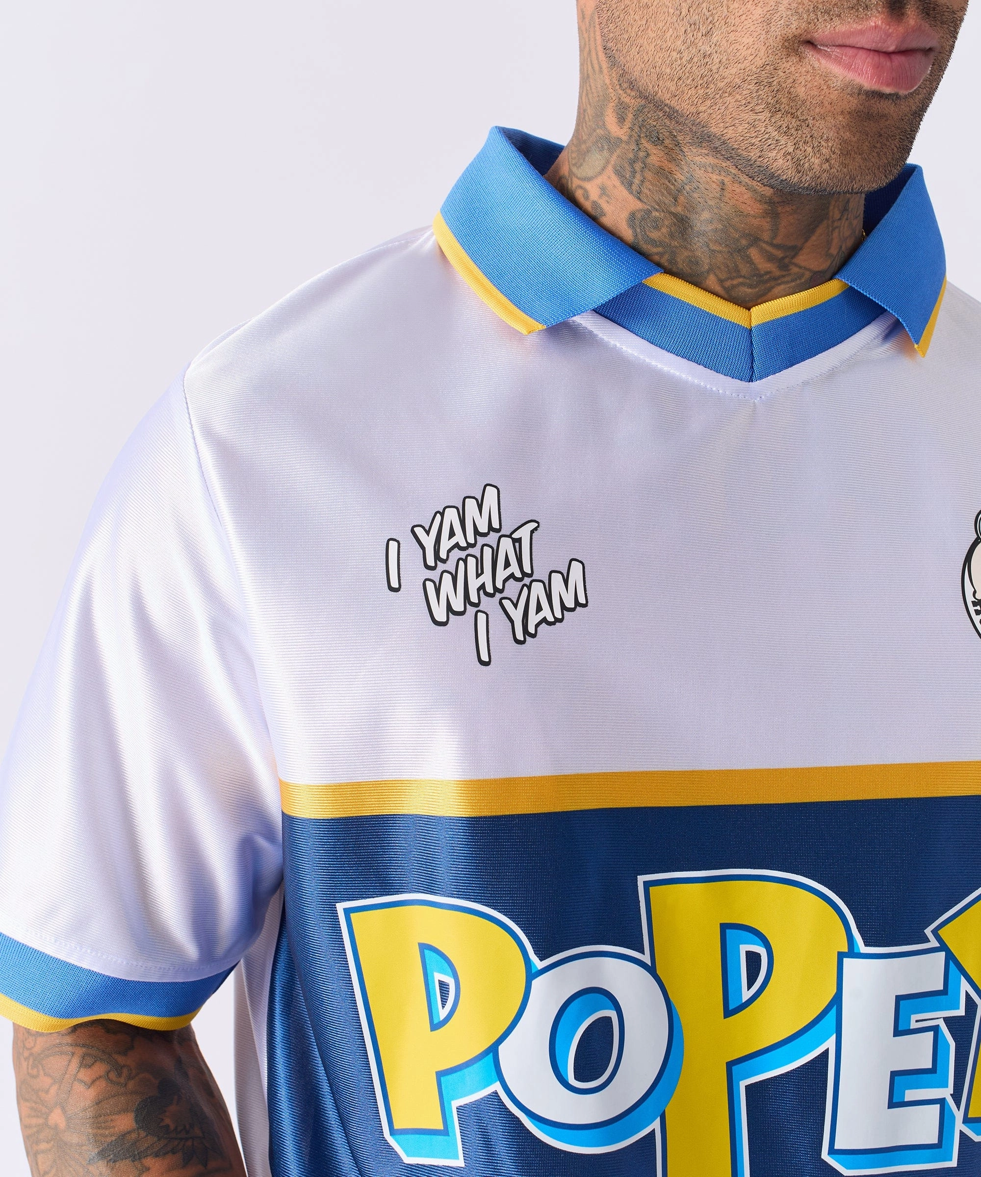 Relaxed Design Wear Resistant Fabric Popeye Soccer Jersey - White