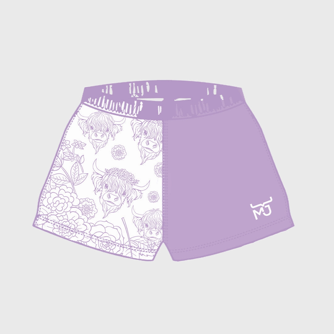 Water resistant coating AdjustableWaistband Highland Flower Shorts- Adult