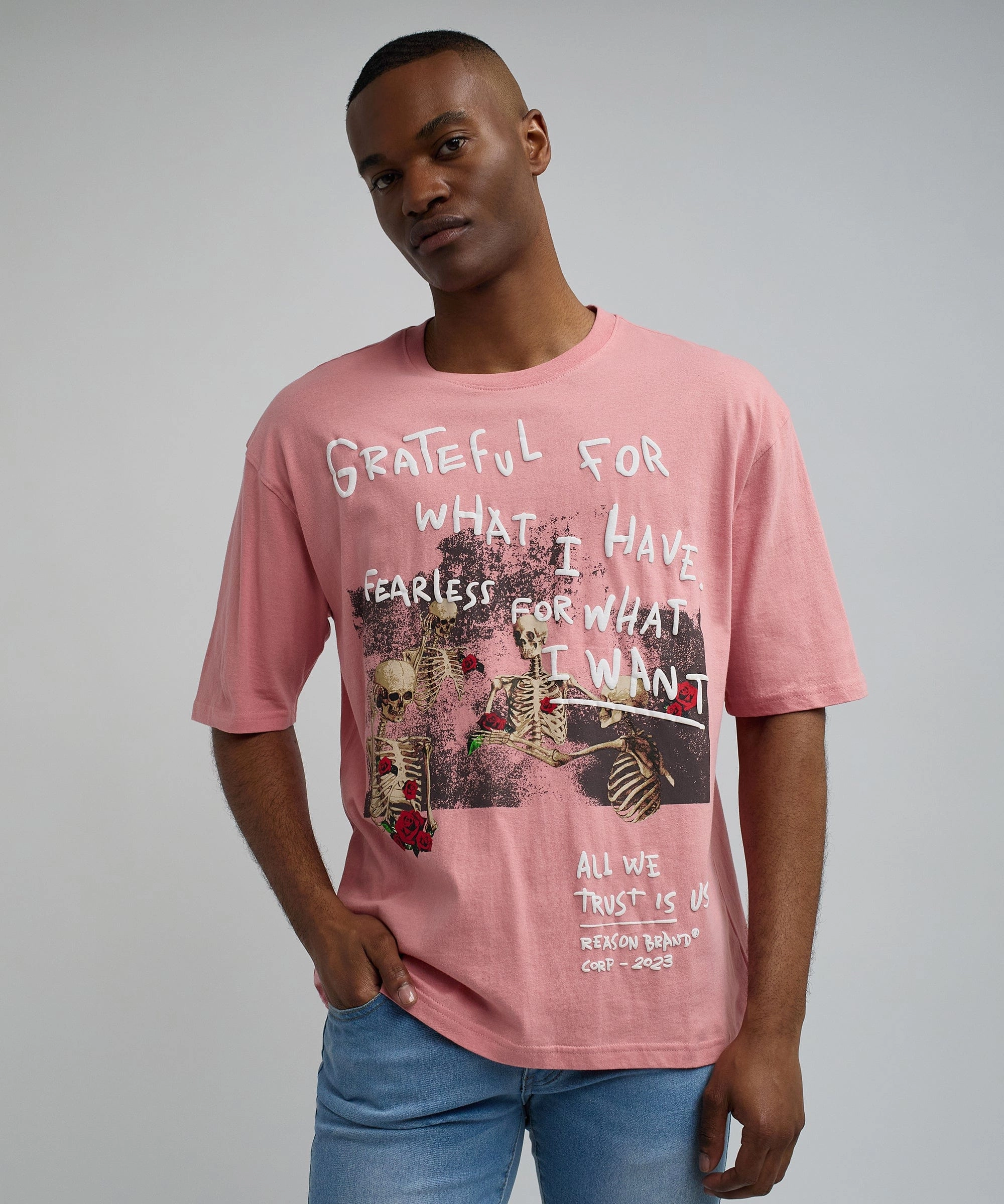 Grateful Roses Oversized Short Sleeve Tee - Pink Everyday Style MeshPanel