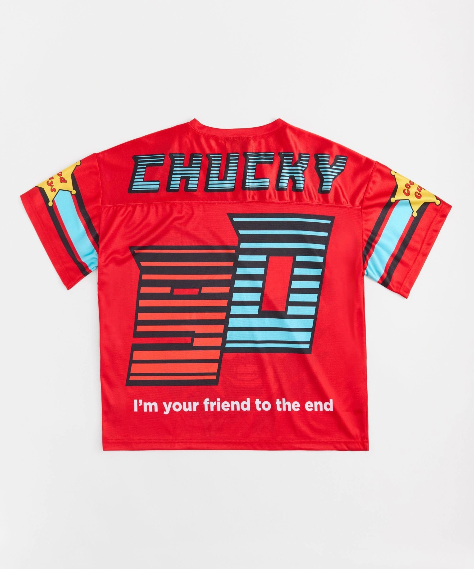 Chucky Football Jersey - Red Multi Panel Design