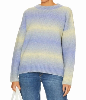 Elastic hem Versatile Comfort Holly Crew Sweater In Purple Multi