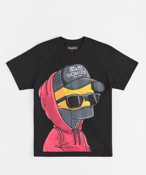 AbrasionResistantEdging Moisture Management Fabric Homies Embroidered Short Sleeve Tee - Black